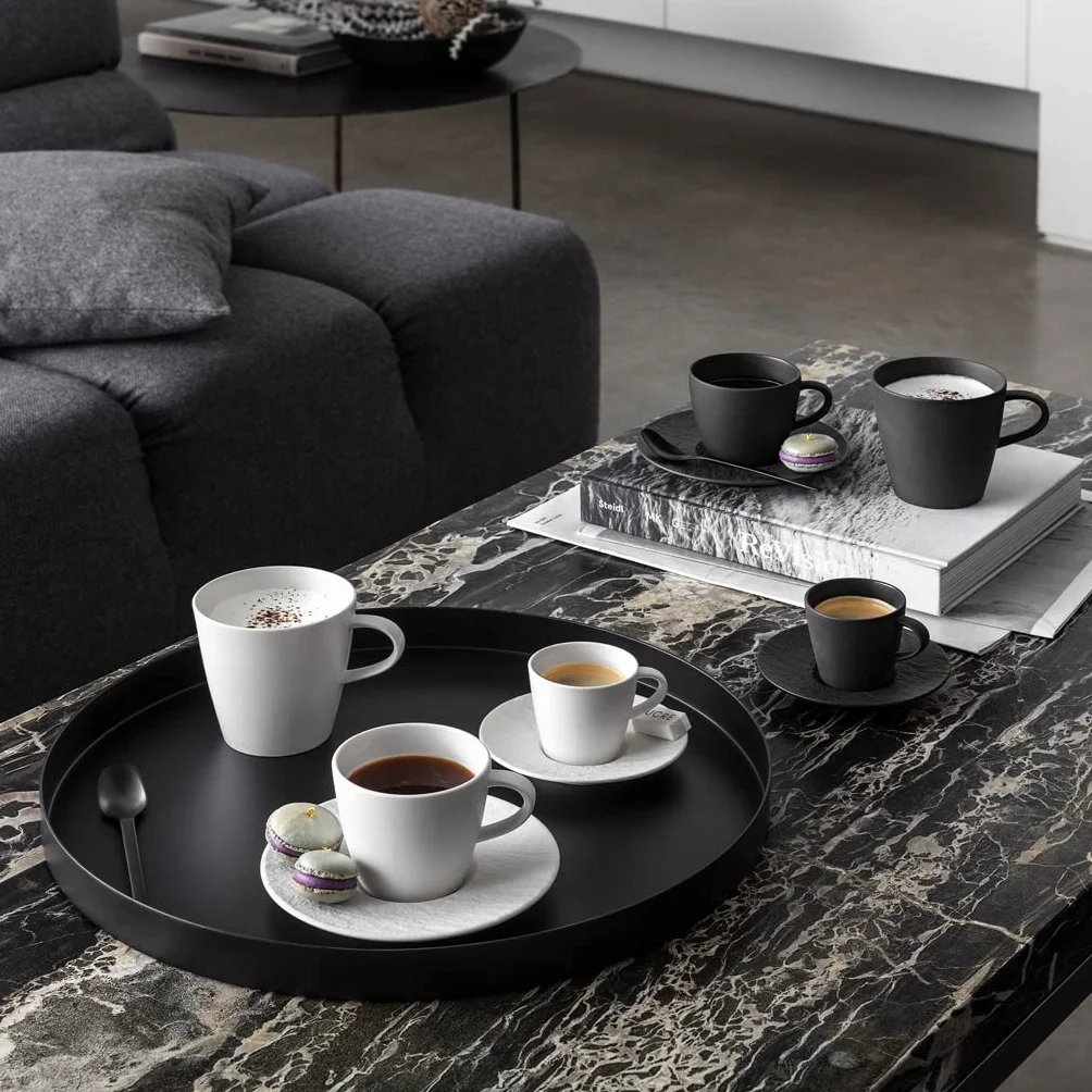Villeroy und Boch - Manufacture Rock blanc spodek do kawy, o pięknym kształcie z porcelany premium, nadaje się do mycia w zmywarce, biały