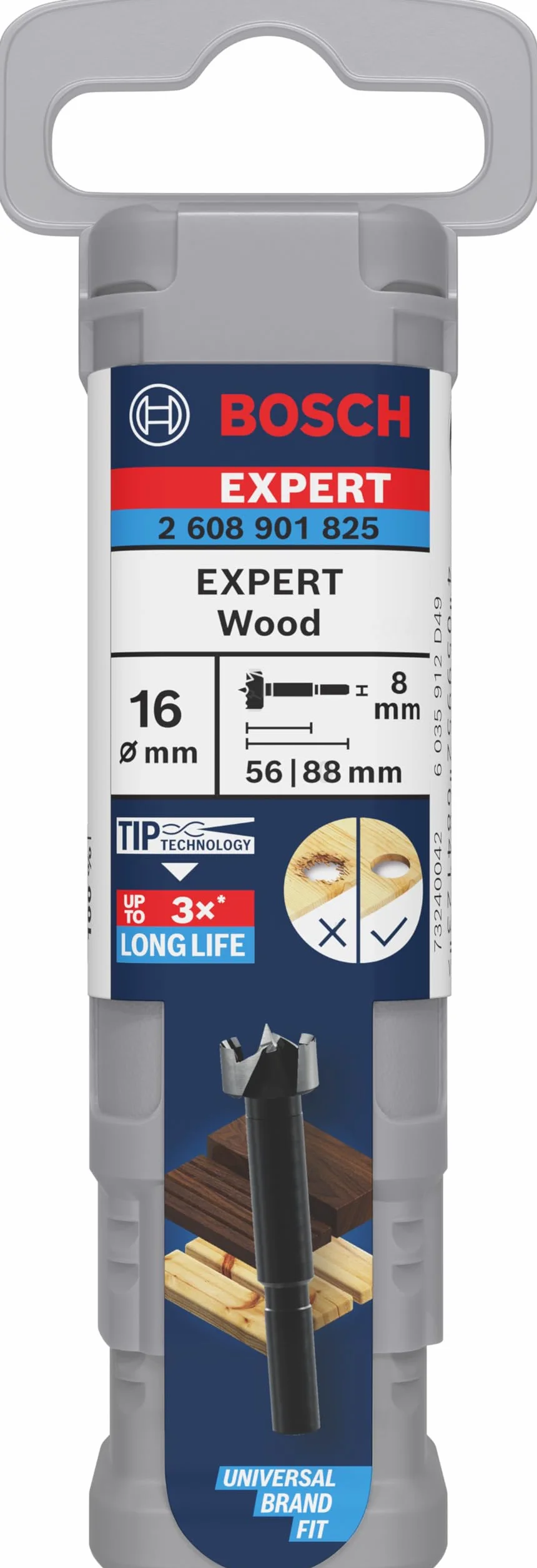 Bosch 1x Wiertło Forstner EXPERT Wood (do Miękkie drewno, Twarde drewno, Ø 16,00 mm, Professional Akcesoria Wiertarki)