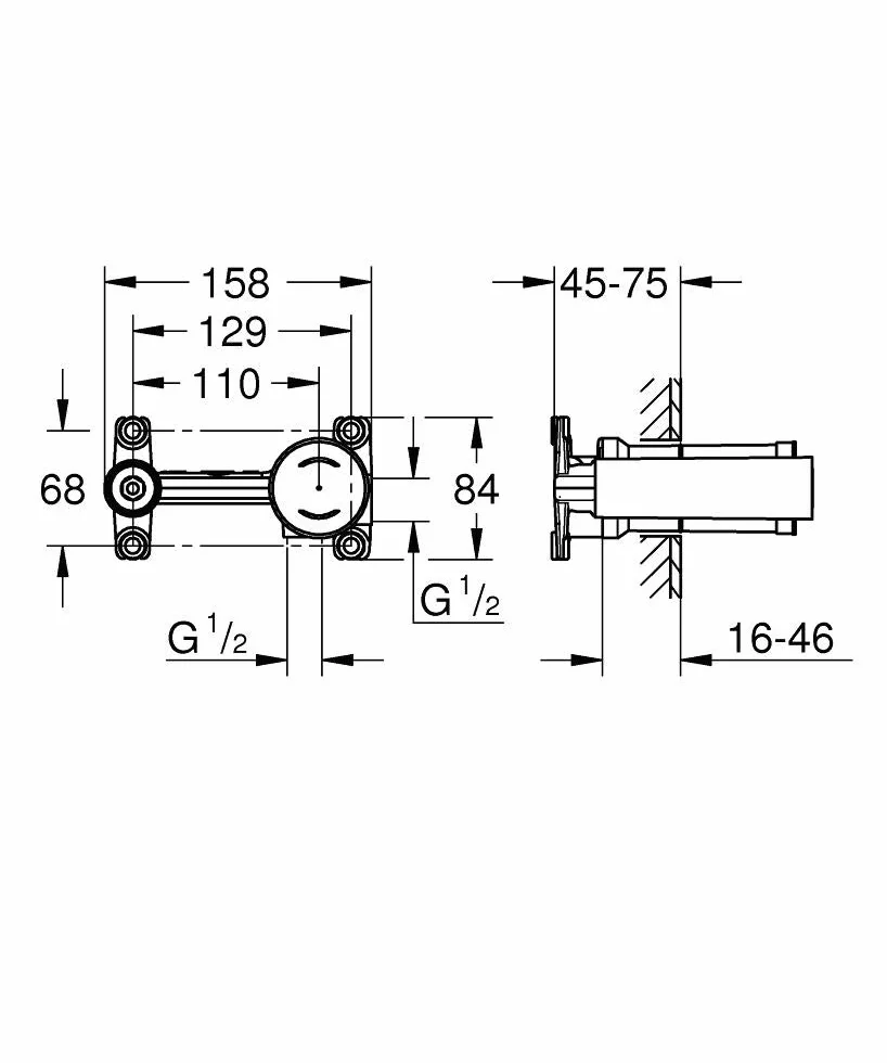 Grohe Jednouchwytowy podtynkowy korpus uniwersalny do 2-otworowej baterii umywalkowej, 23571000-23571000