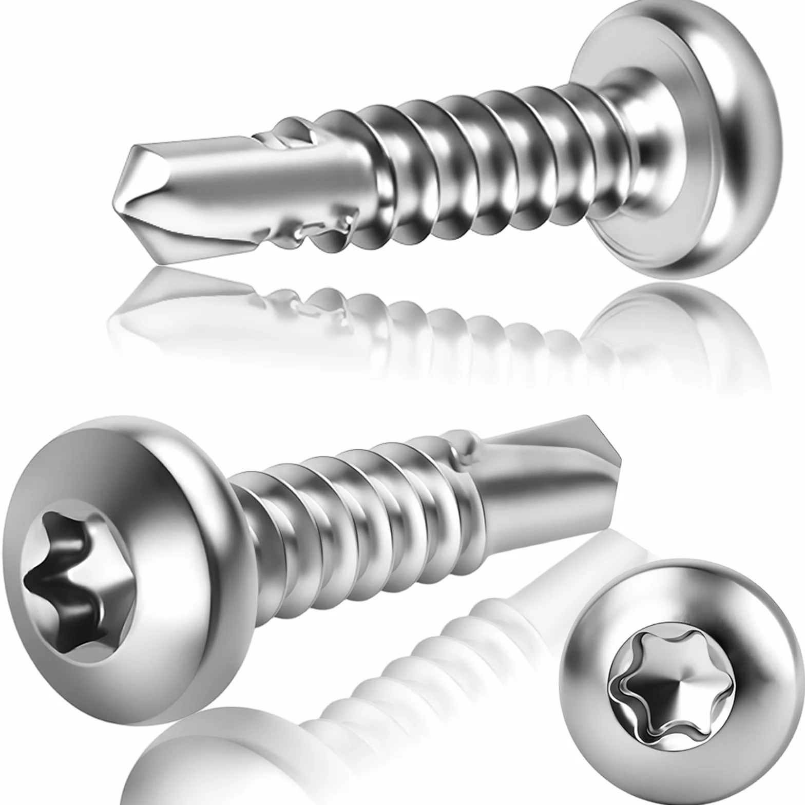 60 sztuk 410, wkręty samowiercące, z łbem soczewkowym, M4,8 x 50 mm, z łbem okrągłym, samowiercące, stal nierdzewna, metalowe śruby dachowe