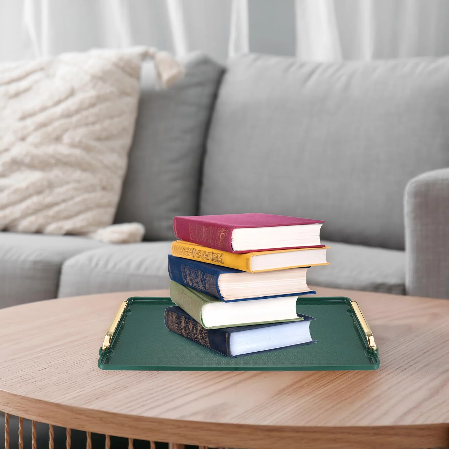 PATIKIL Plastikowa taca do serwowania 40x22 cm czerwona prostokątna dekoracyjna