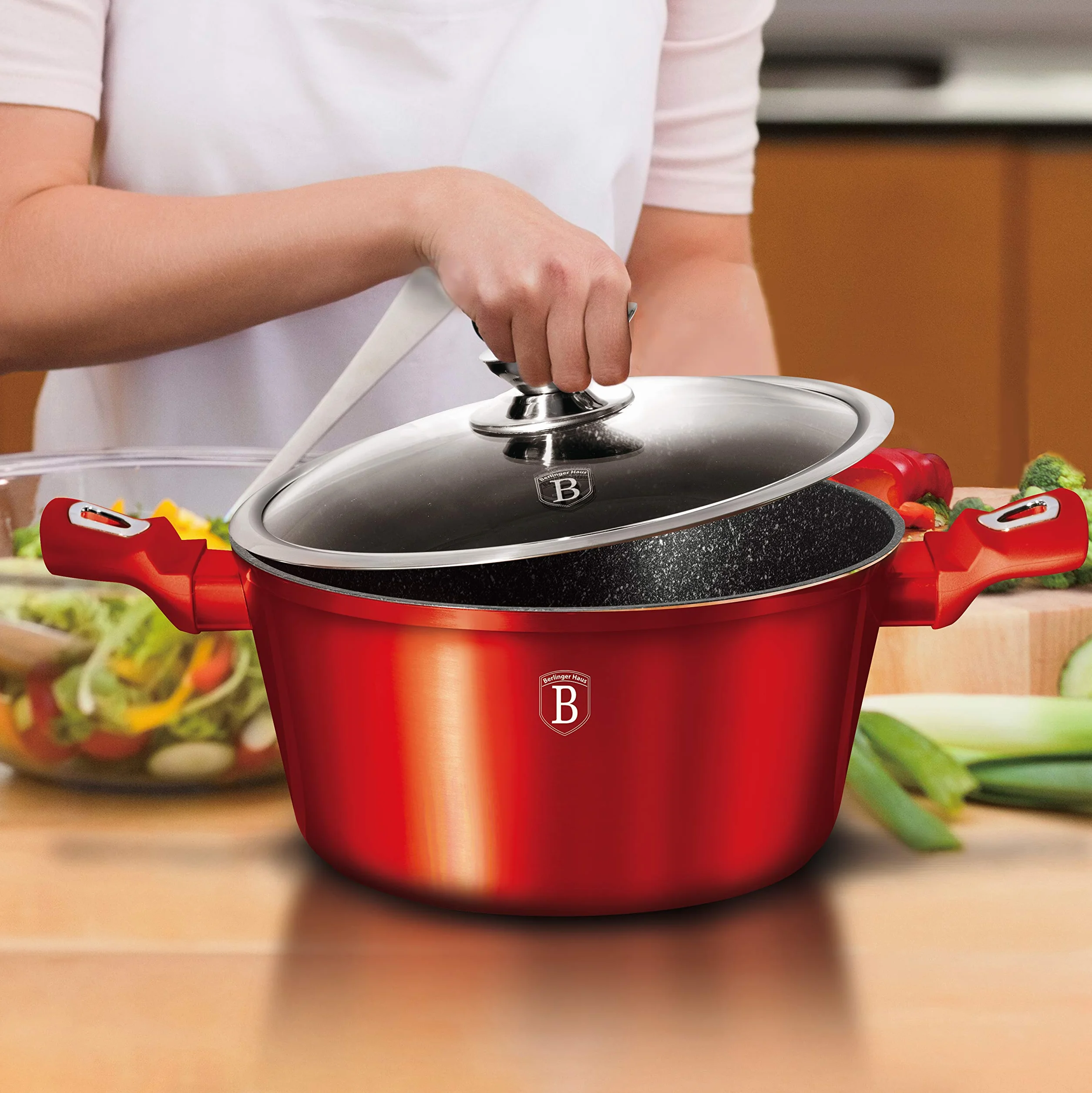 15 pcs cookware set, Metallic Line Burgundy Edition