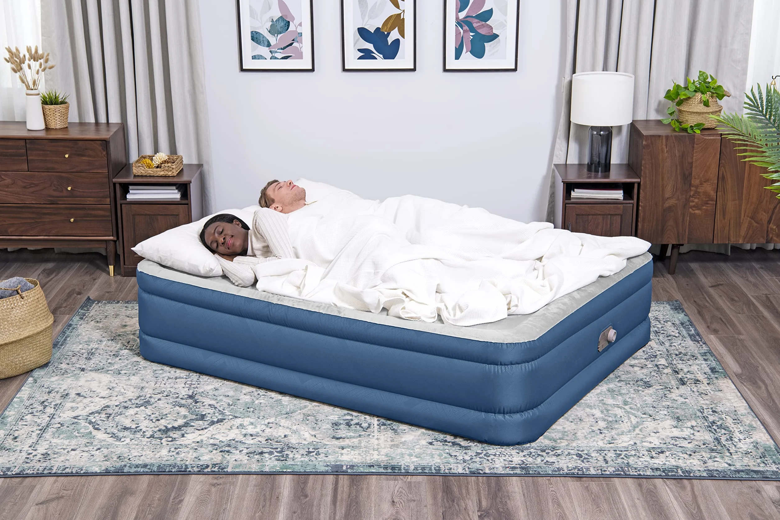Bestway Fortech materac dmuchany Snugable Top z wbudowaną pompą elektryczną Double XL/Mid 203 x 152 x 46 cm