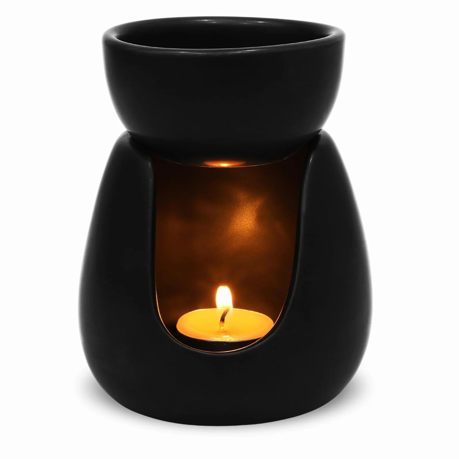 WD&CD Lampka zapachowa z ceramiki, lampka aromatyczna świeczka Aroma Diffuser podstawka do olejków eterycznych Czarny