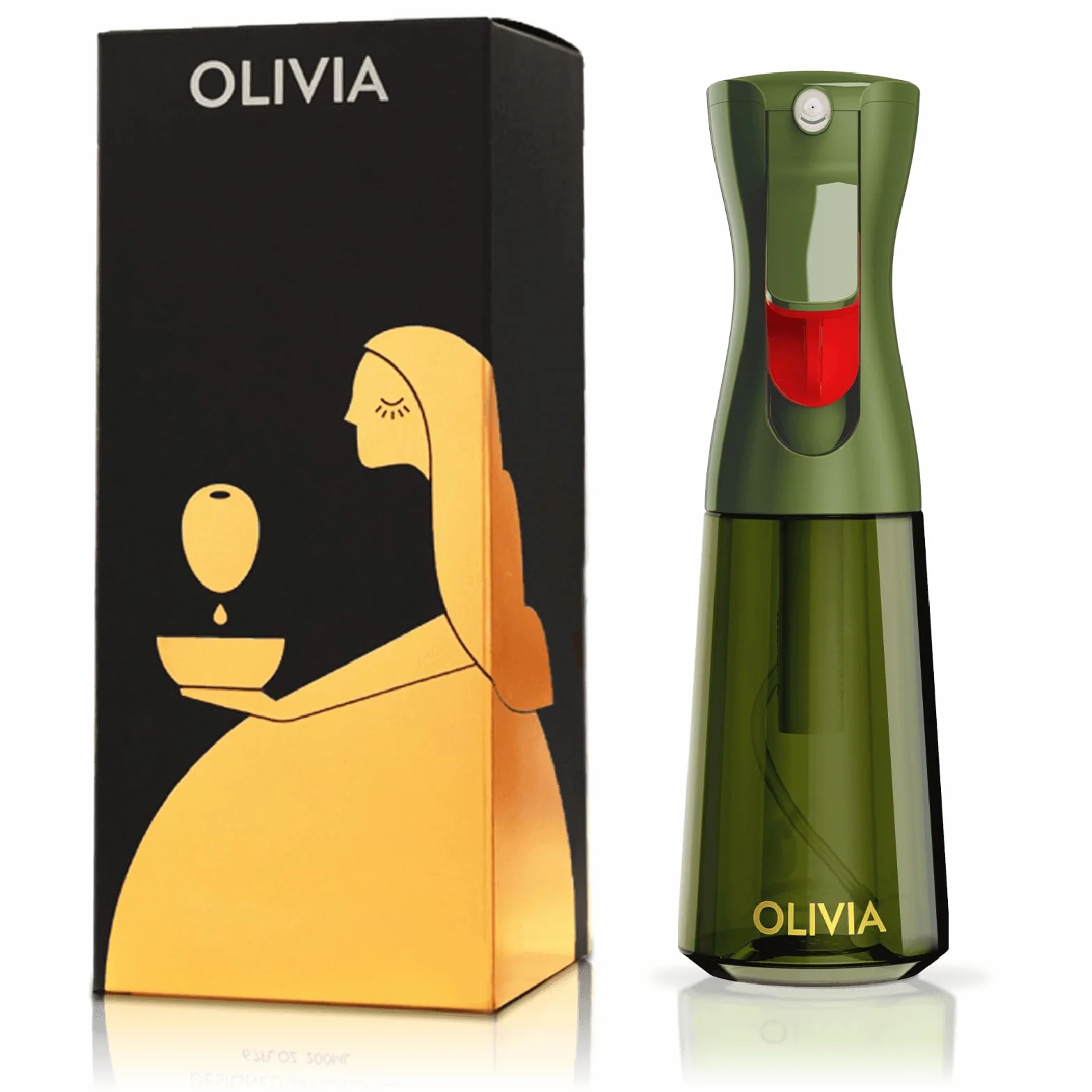 FLAIROSOL OLIVIA Opryskiwacz do oleju do gotowania, 200 ml, szklany spryskiwacz oliwy z oliwek, butelka z kontrolą porcji, dozownik oleju do kuchni, frytownicy powietrznej, sałatki, grilla (zielona