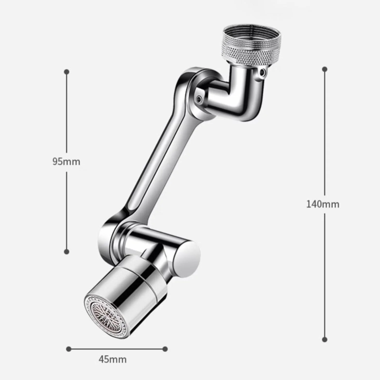 Obrotowy kran, perlator obrotowy, obrotowy, wielofunkcyjny, ramię robota, uniwersalny przedłużacz kranu, obracany (srebrny)