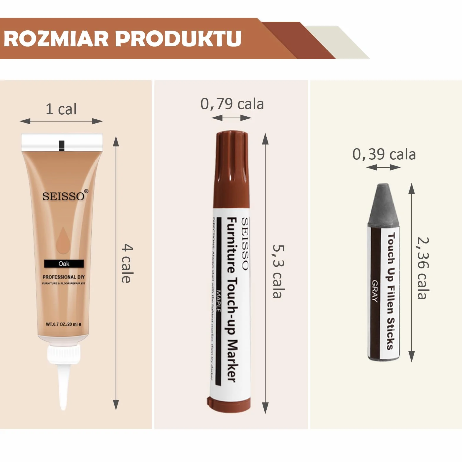 Zestaw do naprawy laminatu SEISS, szpachelka drewniana, 43 sztuki zestawu do naprawy kitu drewnianego, marker i kredki woskowane z ostrzałką, marker do drewna, zestaw do naprawy parkietu przeznaczony