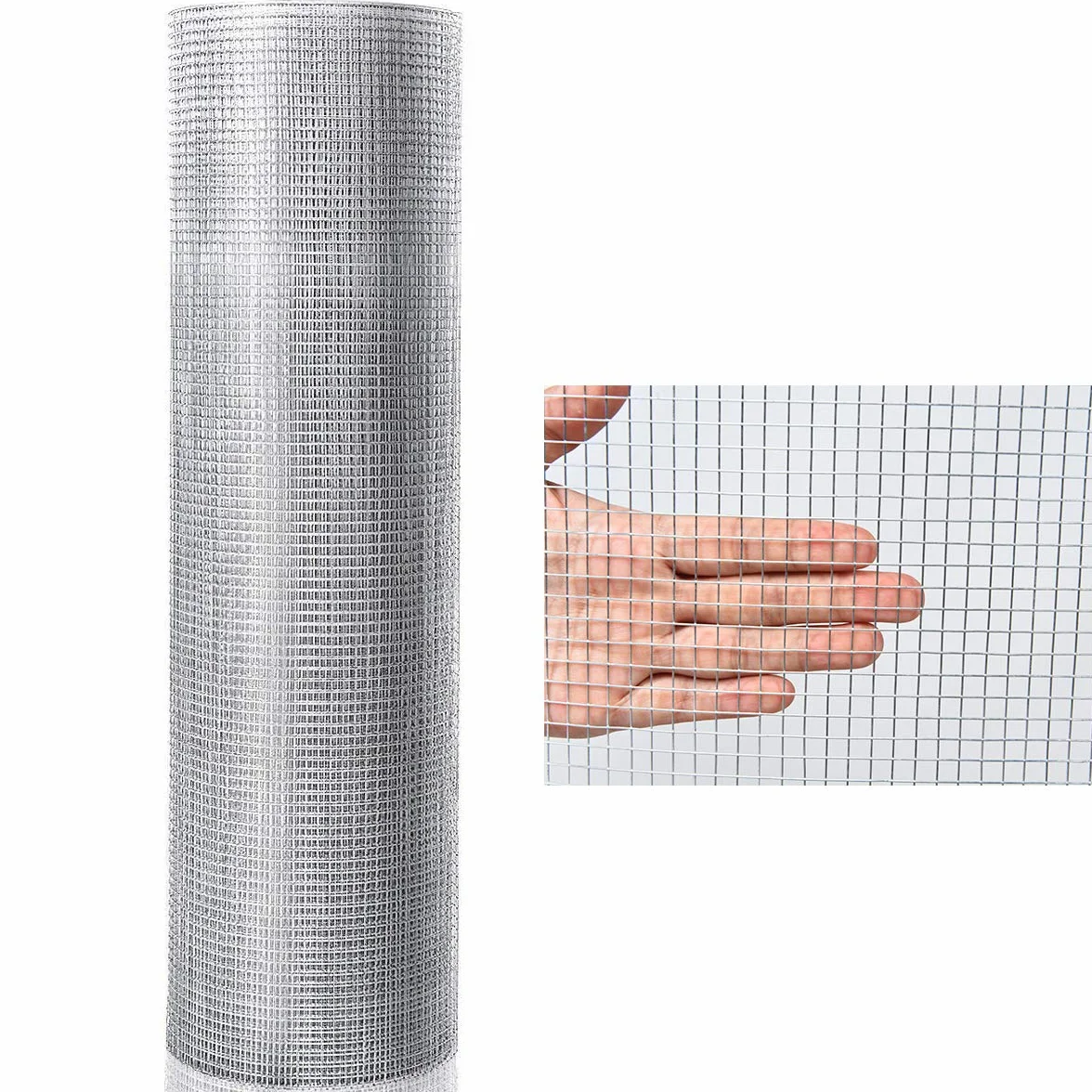 COSTWAY siatka druciana o drobnych oczkach, 15 m x 1,2 m, szerokość oczek 7 mm, płot druciany ocynkowany, siatka na norek do podwyższenia grządek w ogrodzie, siatka wolierowa, drut siatkowy, drut do