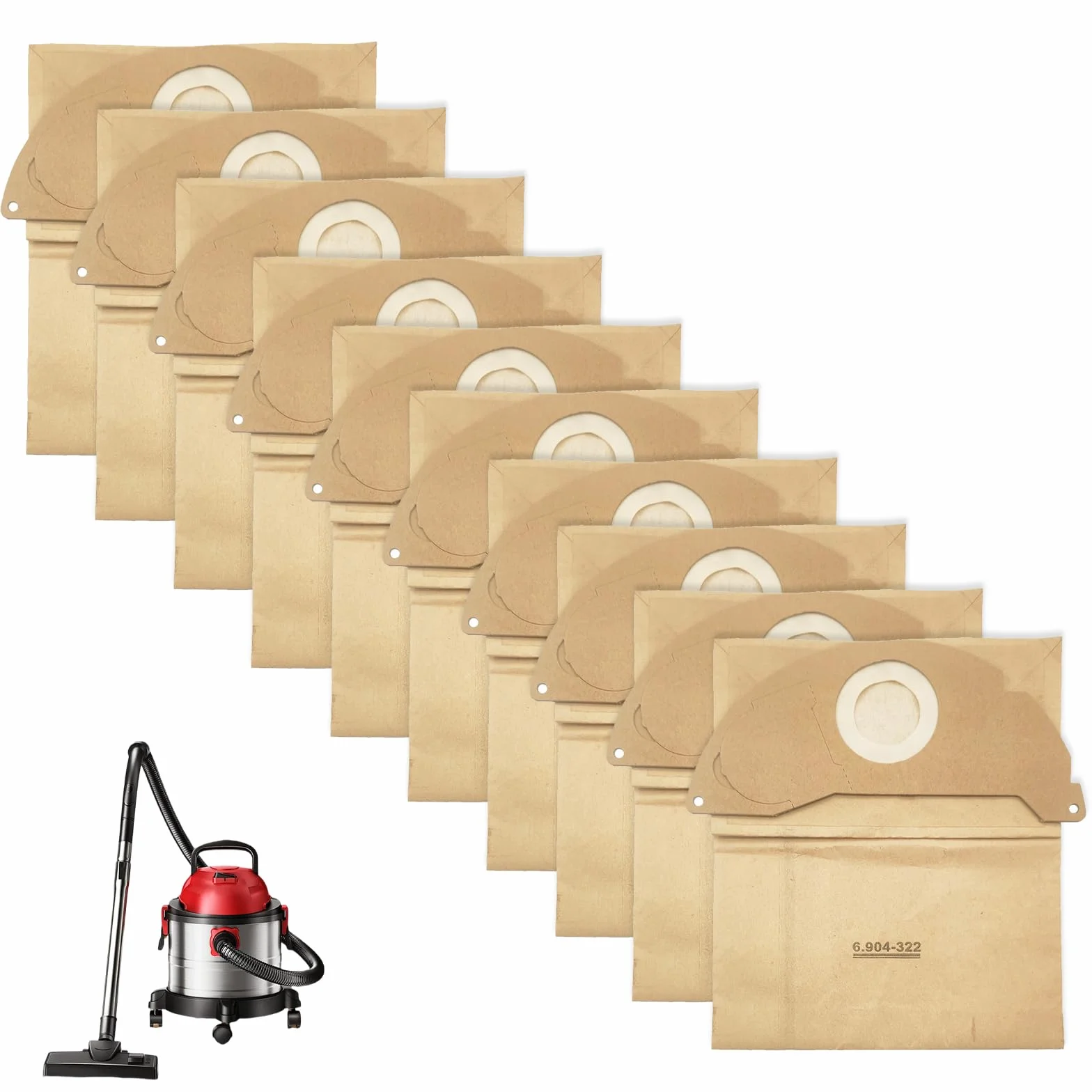 10 sztuk worków do odkurzacza Kärcher 6.959-130.0, worki filtracyjne, jednorazowe worki do odkurzacza Karcher WD2、MV2, WD2.000、 WD2.399、A2004、A2054、A2099、 A2000