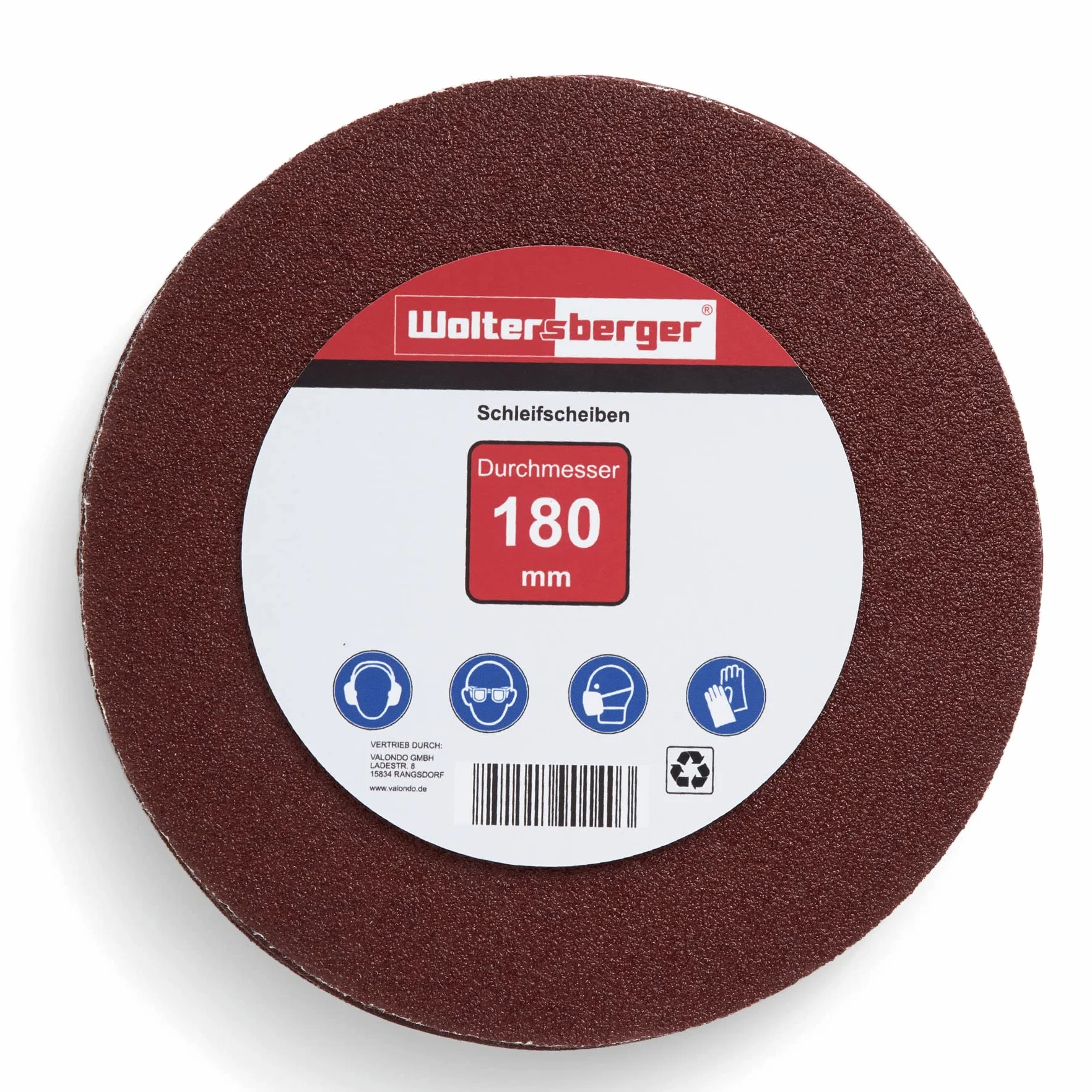 Woltersberger® 50 sztuk ściernic Ø 180 mm | ziarnistość P40, P80, P100, P180, P320 | bez otworu w kolorze czerwonym | papier ścierny szlifierski do płyt gipsowo-kartonowych