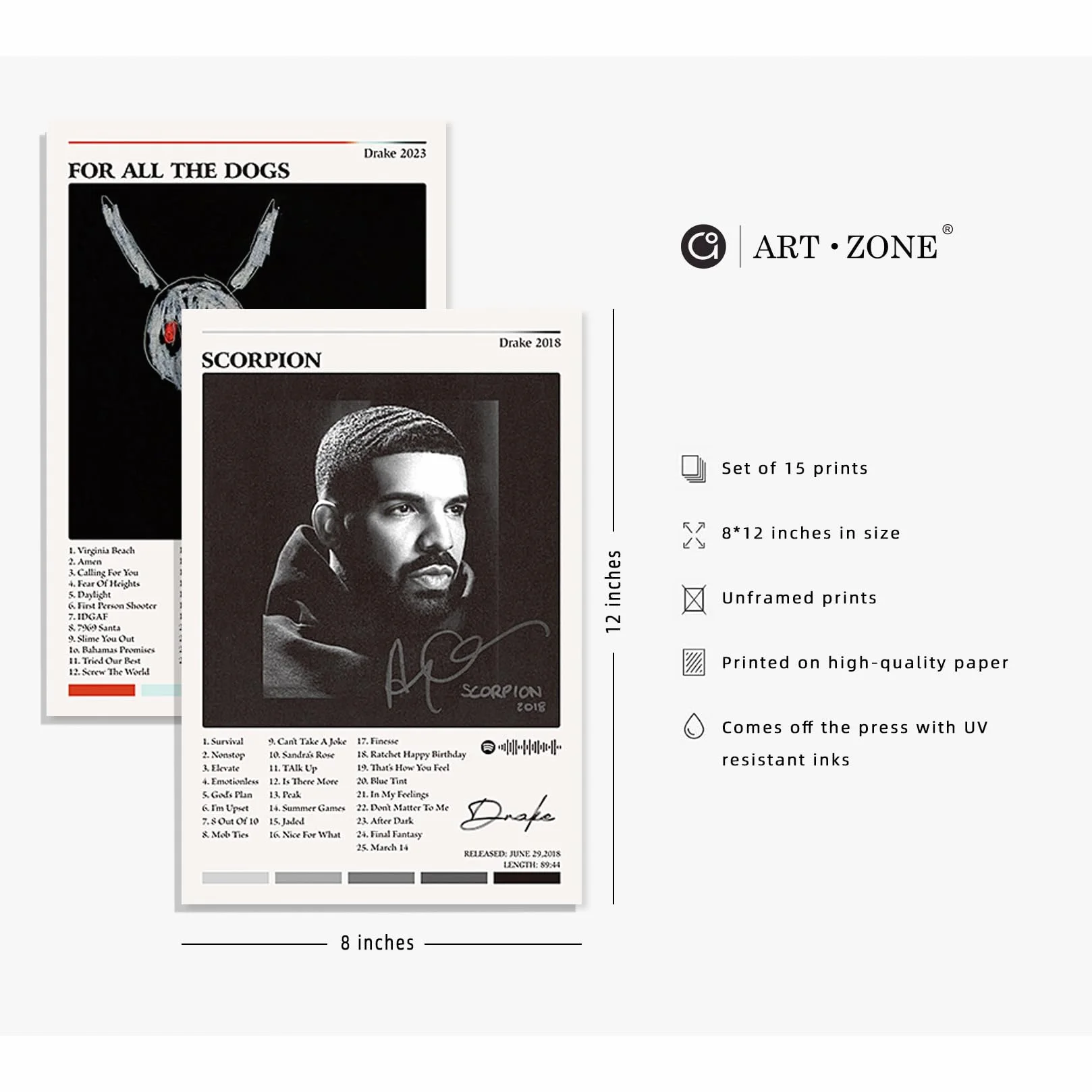 Plakat Drake (15 szt. 40x30 cm) Okładki albumów, plakaty papierowe, nieoprawione, plakaty muzyczne, zestaw do kolażu na ścianę do dekoracji pokoju