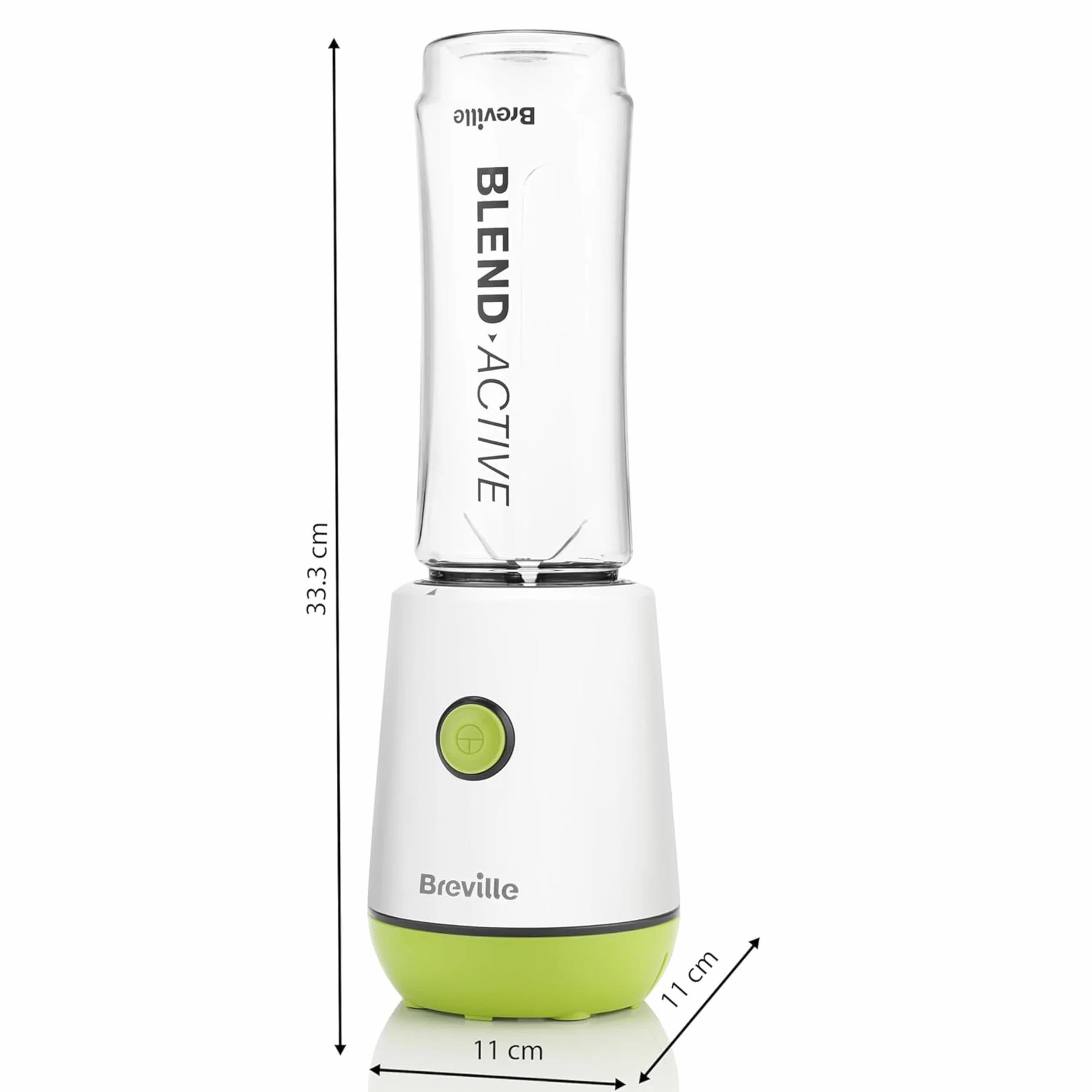 Breville Blend Active Personal Blender & Smoothie Maker | 350 W | Pakiet rodzinny | 4 przenośne butelki z mieszanką aktywnych (300 ml | 600 ml) | szczelne pokrywki | biało-zielone [VBL252]