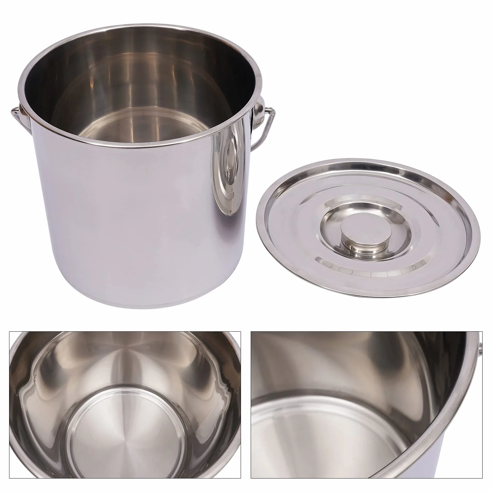 Wiadro ze stali nierdzewnej 6L/12L/20L na środki spożywcze, wiadro przemysłowe, kuchenne + pokrywka, wiadro na paszę, pojemnik na lód, mlecznik ze stali nierdzewnej (20 litrów)