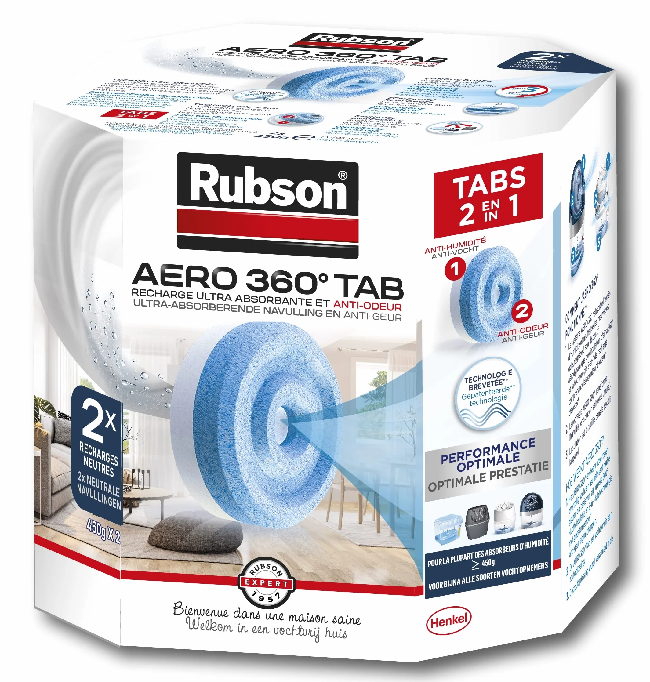 Rubson Aero 360 tabletki uzupełniające do osuszacza powietrza, 2 sztuki