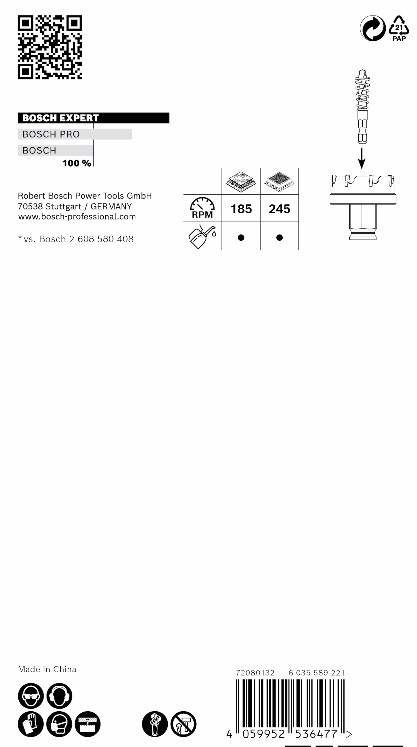 Bosch 1x Piły otwornice EXPERT Sheet Metal (do Blachy stalowe ze stali nierdzewnej, Blachy stalowe, Ø 68 mm, Professional Akcesoria Wiertarki/Wkrętarki)