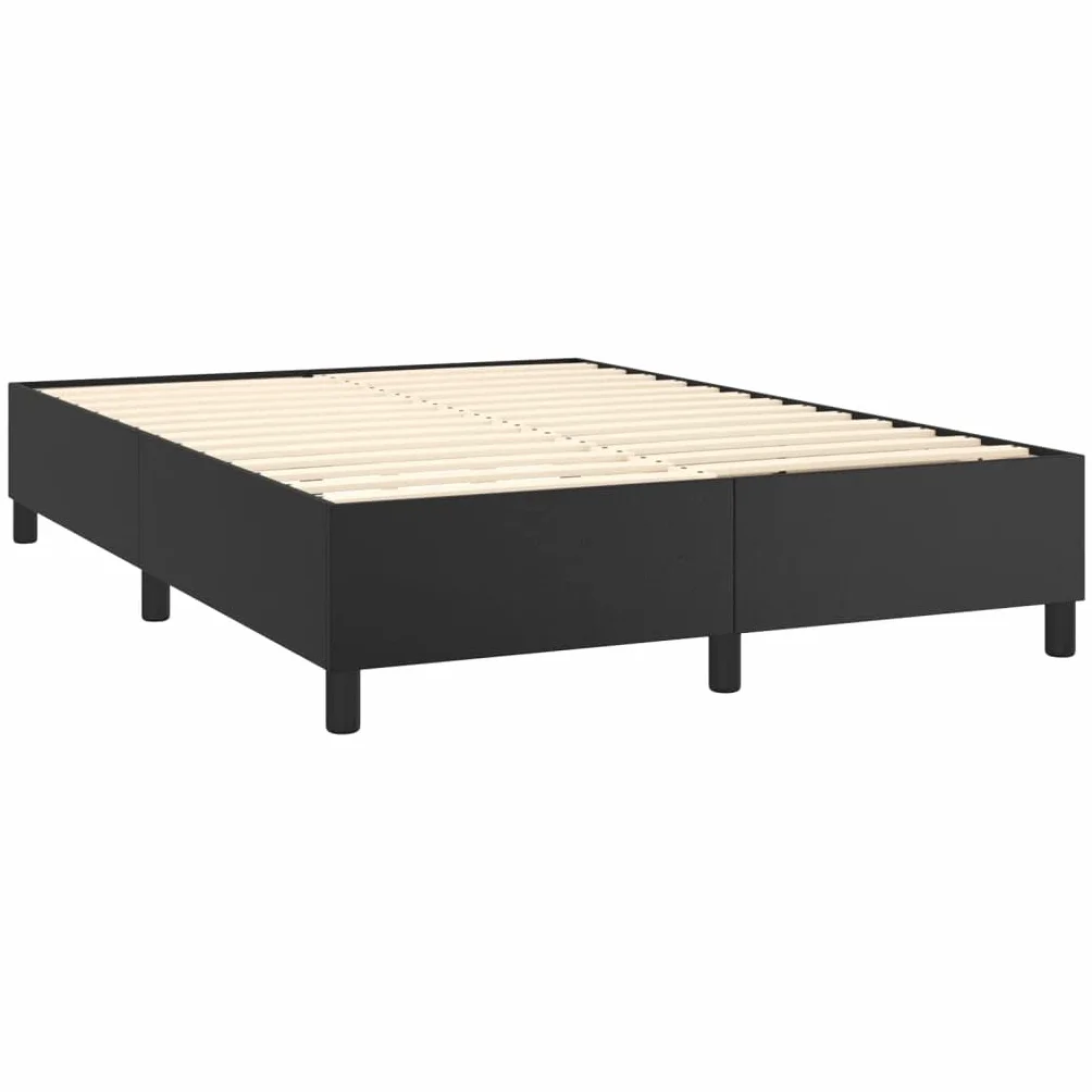 vidaXL Łóżko kontynentalne, czarne, obite sztuczną skórą, 140x190 cm, łóżko, podwójne łóżko, łóżko dwuosobowe, łóżka, podwójne łóżka, łóżka dwuosobowe
