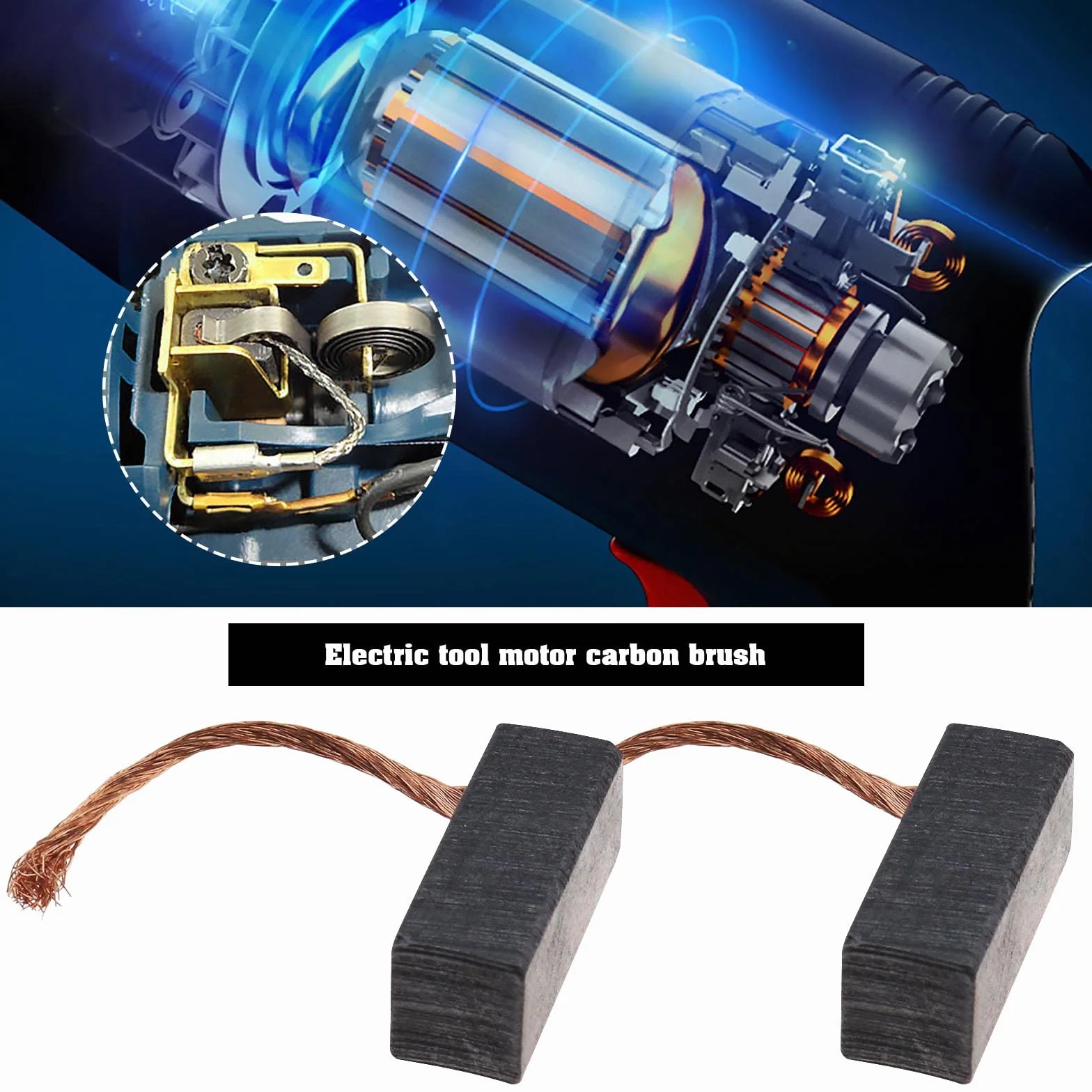 2 pary szczotek węglowych do silników elektronarzędzi 7 x 8 x 19 mm / 0,27 x 0,31 x 0,75 cala akcesoria do elektronarzędzi części zamienne do silników elektrycznych