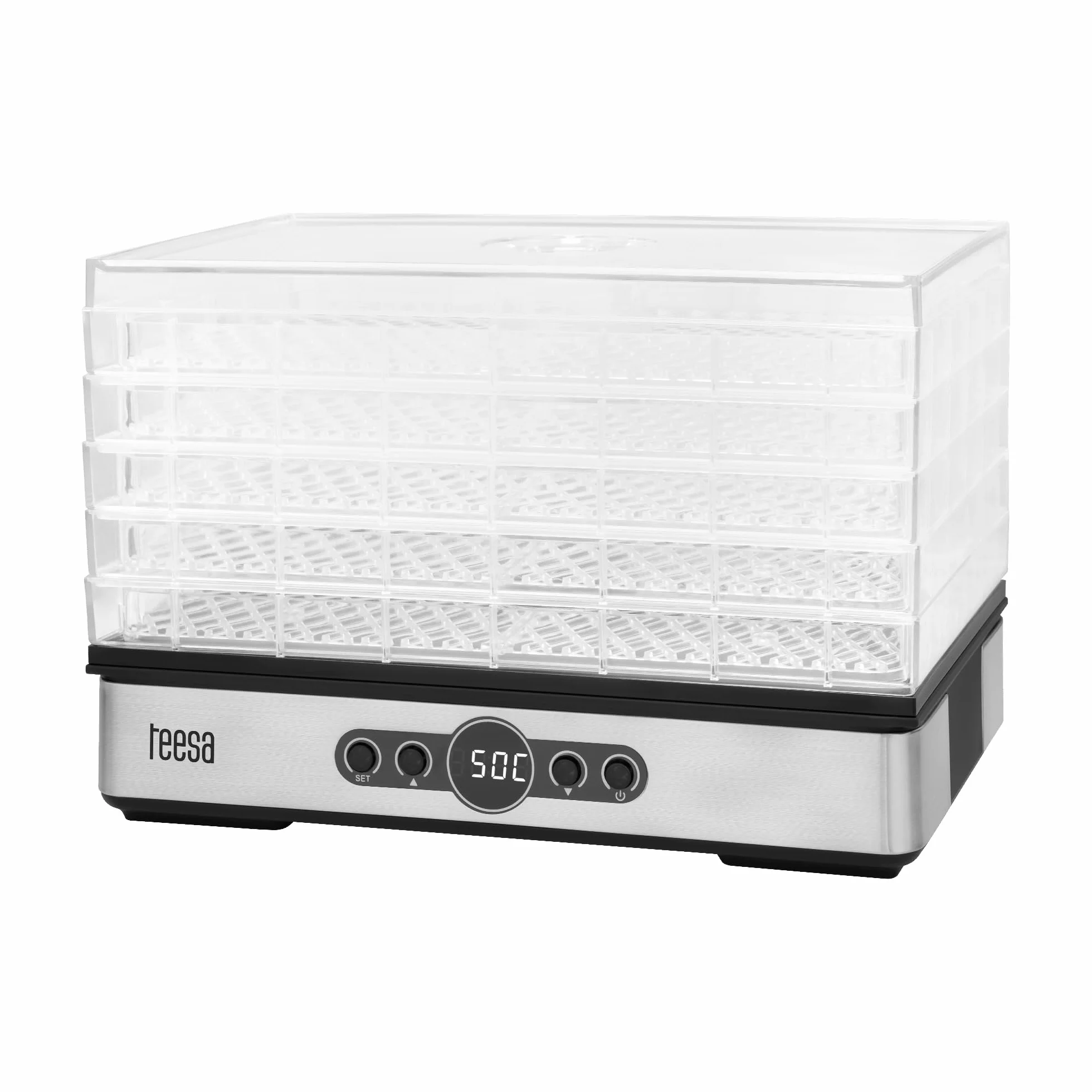 Teesa Suszarka do Grzybów Warzyw Owoców 400W 5 Przezroczystych Sit LCD Termoobieg Regulacja Temperatury TSA3032