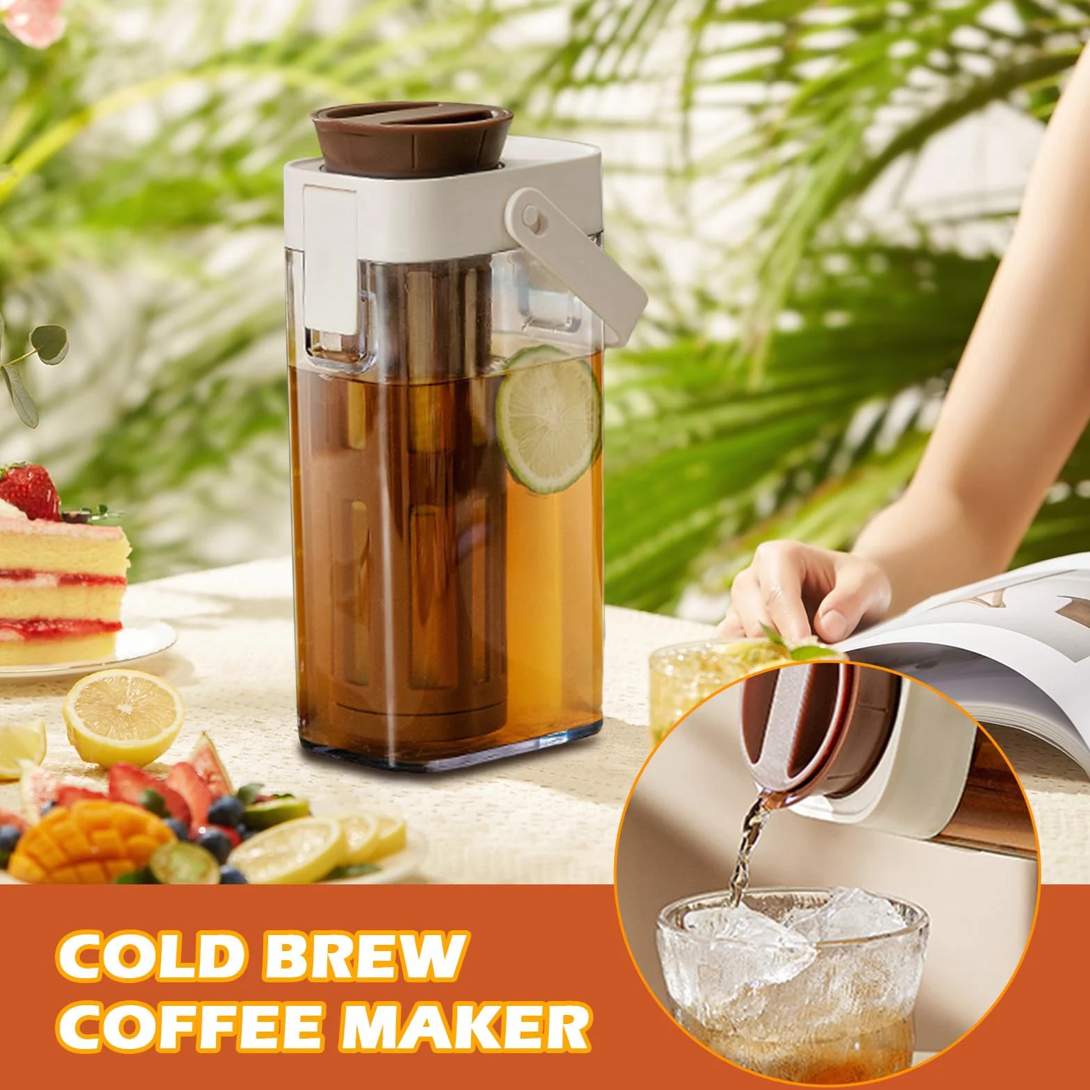 Cold Brew zaparzacz do kawy, zaparzacz do mrożonej herbaty, 9,06 x 4,96 x 3,5 cala szklany słoik z uchwytem do gotowania na lodzie, leemonadę, do domu, pracy i napojów letnich