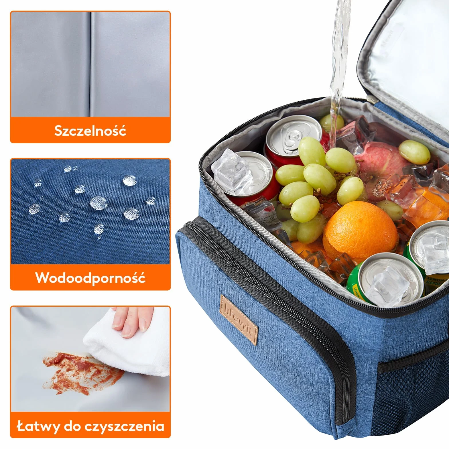 Lifewit Torba na Lunch Termiczna, Torba Termiczna dla Mężczyzn i Kobiet, Wielokrotnego Użytku Lunch Bag, z Regulowanym Paskiem na Ramię dla Dorosłych do Pracy Pikniku, Granatowy, 15L