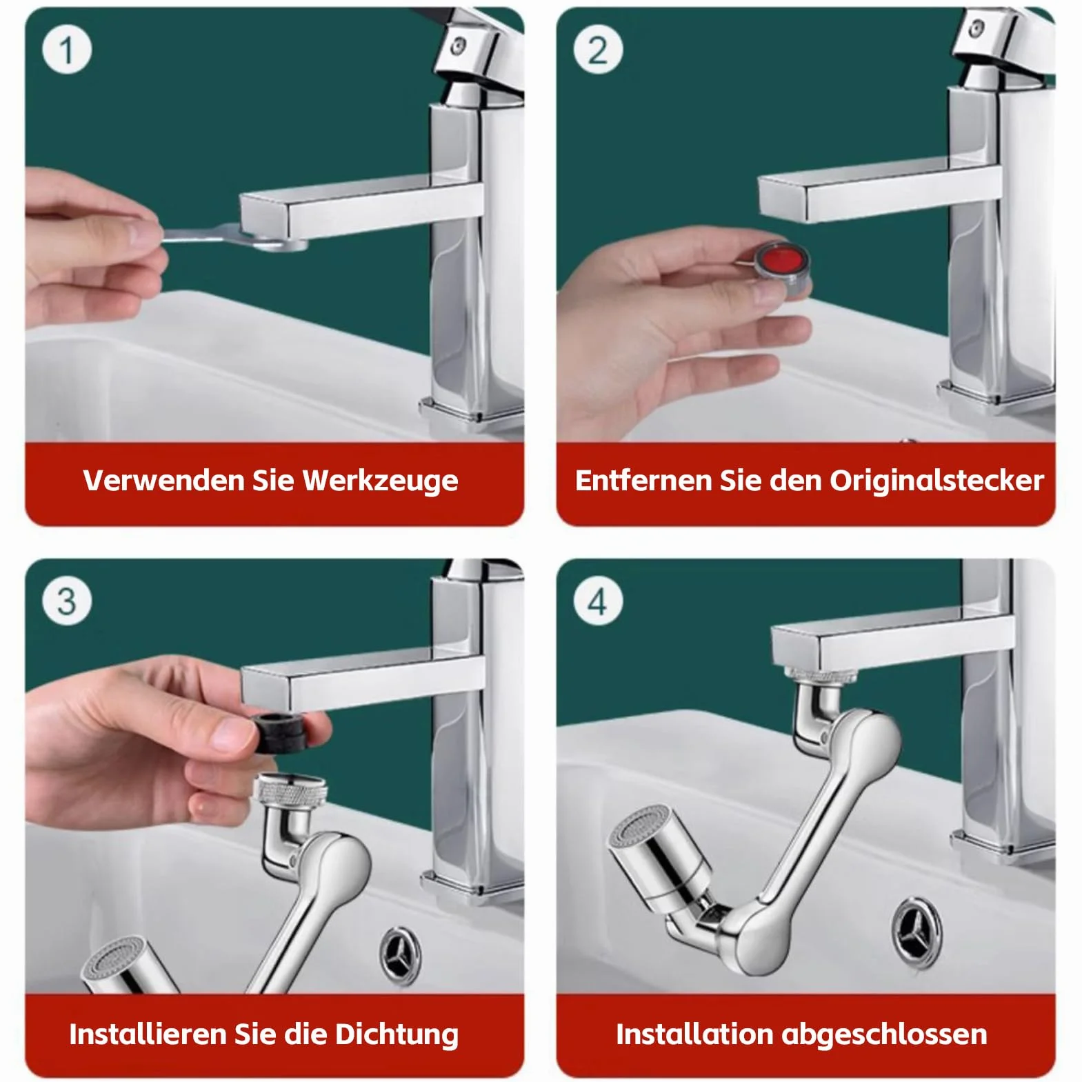 Obrotowy kran, perlator obrotowy, obrotowy, wielofunkcyjny, ramię robota, uniwersalny przedłużacz kranu, obracany (srebrny)