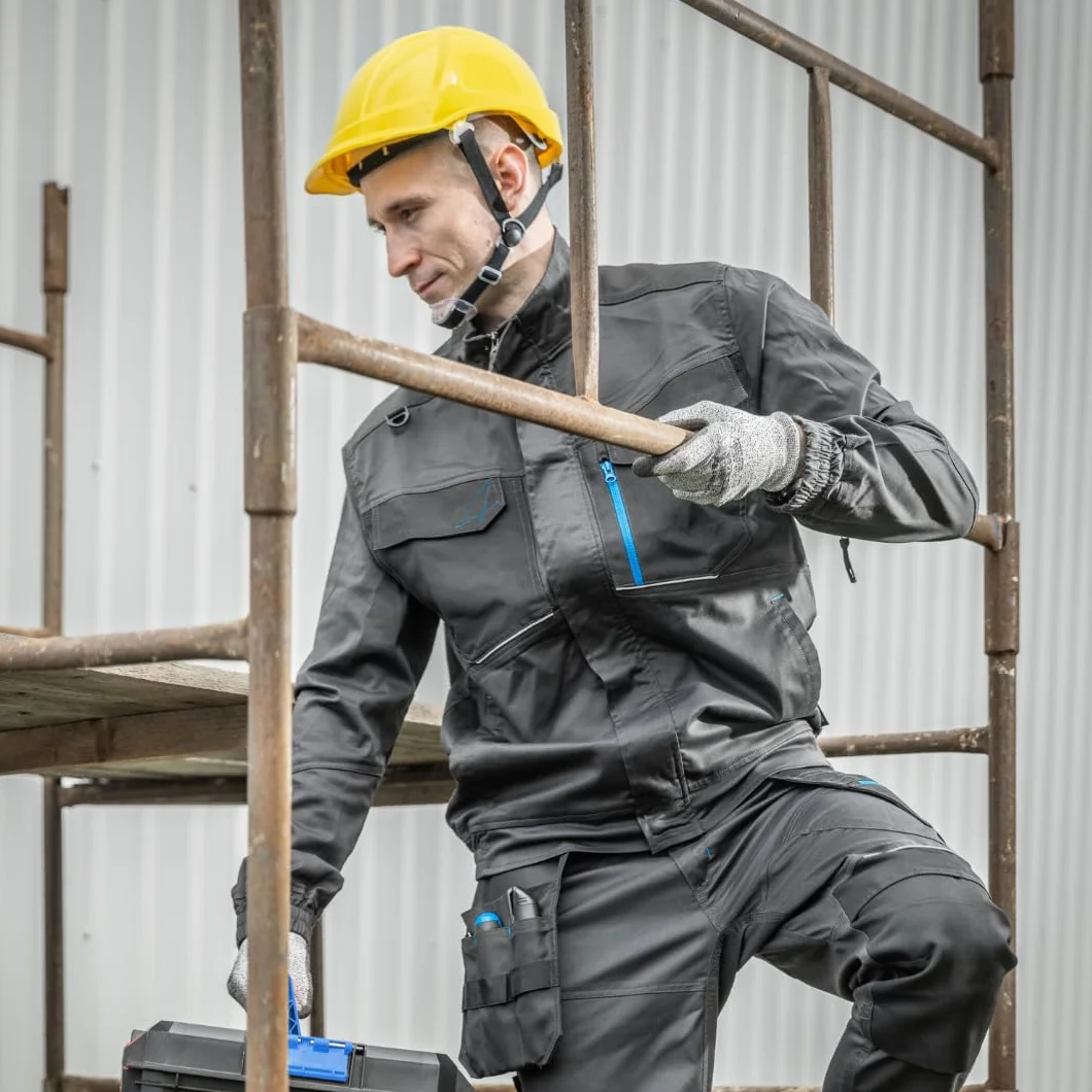Högert Technik - PLONER kask ochronny, żółty, uniwersalny, kask budowlany | EN 397 | regulowany za pomocą jednego przycisku | otwory wentylacyjne | opaska przeciwpotowa | ochrona przed promieniowaniem