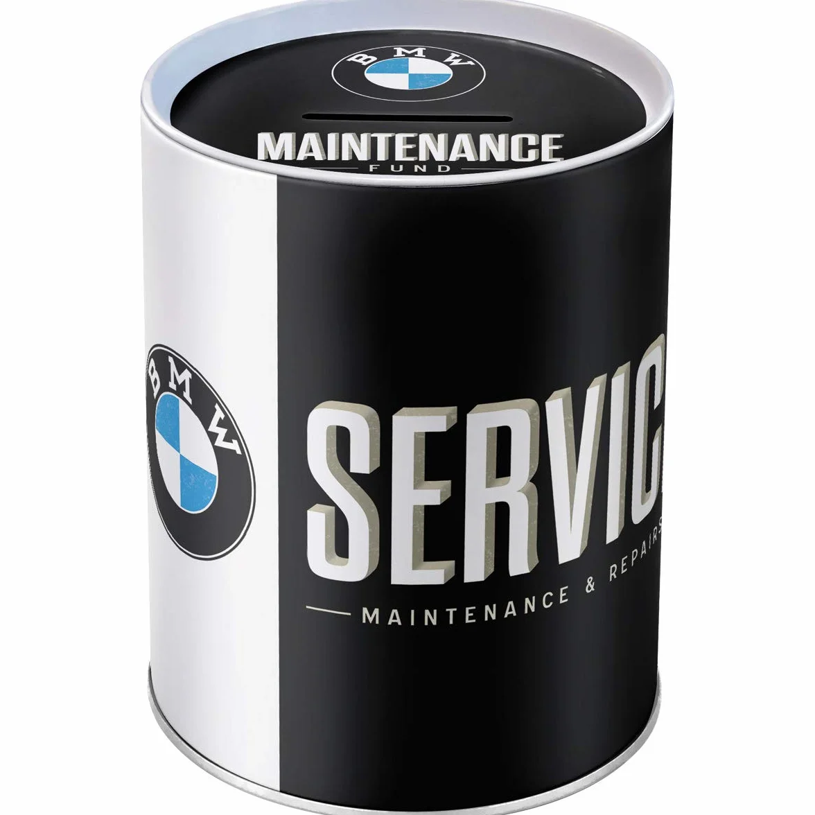 Nostalgic-Art Retro skarbonka, 1 l, BMW – Service – Pomysł na prezent dla miłośników BMW, Official License Product (OLP), metalowa skarbonka, Styl vintage
