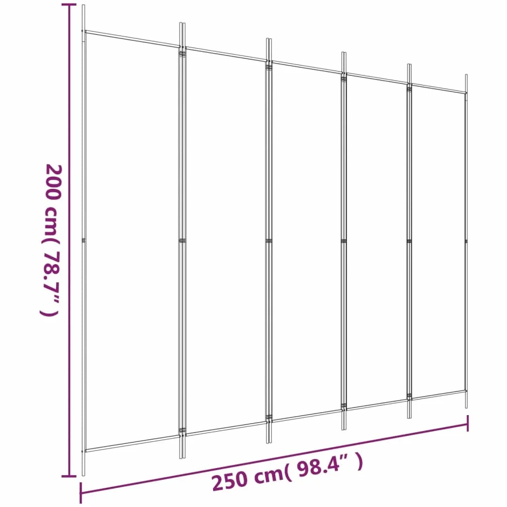 vidaXL Parawan 5-panelowy, antracytowy, 250x200 cm, tkanina, parawan pokojowy, przegroda, przegroda pokojowa, parawany pokojowe, przegrody