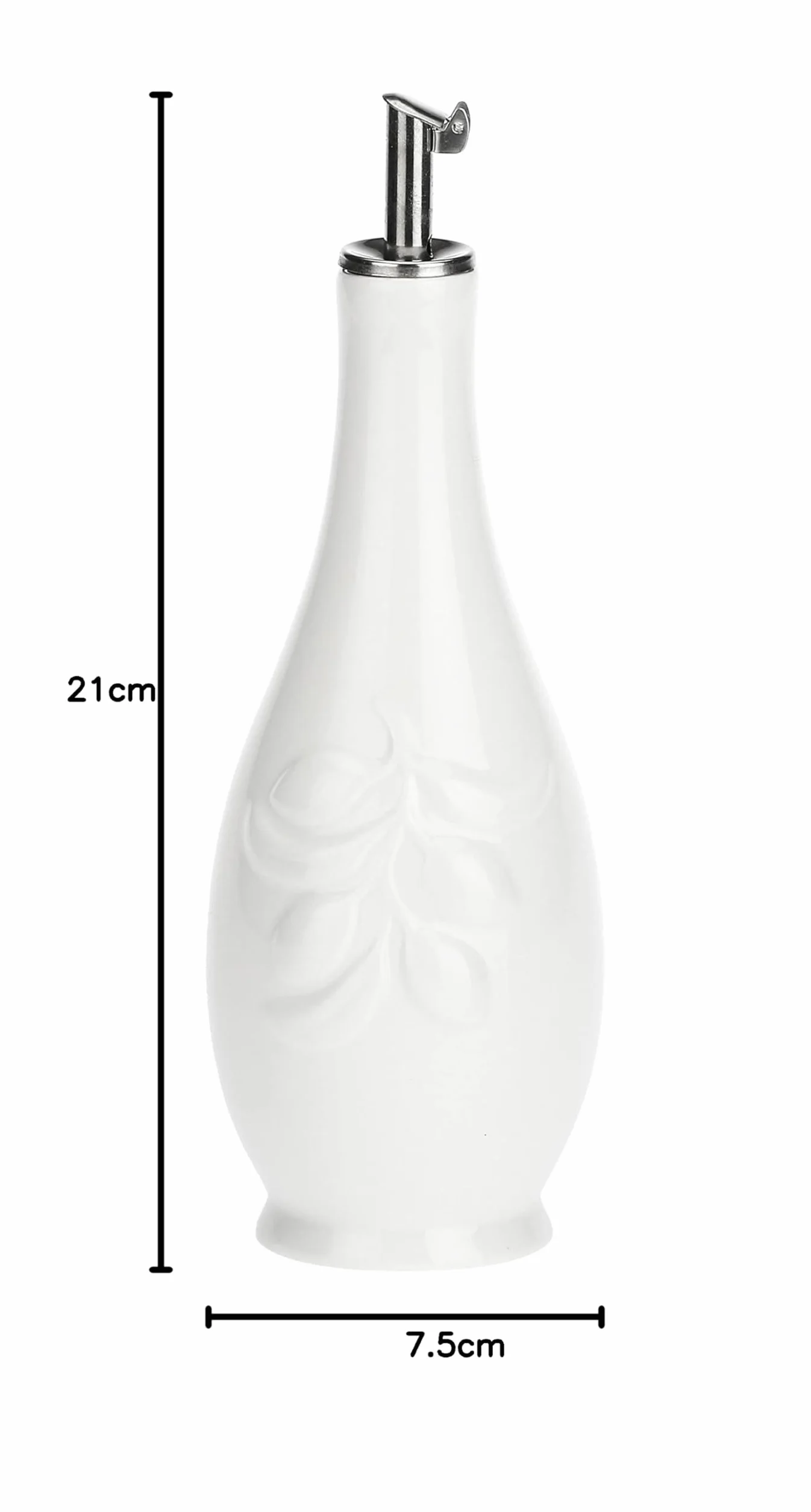 la Porcellana Menage klasyczna butelka na olej, porcelana, biała, 7,5 x 7,5 x 21 cm