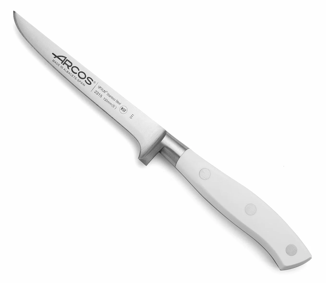 Arcos Riviera Blanc nóż do filetowania 130 mm kuta stal nierdzewna nitrom POM biały