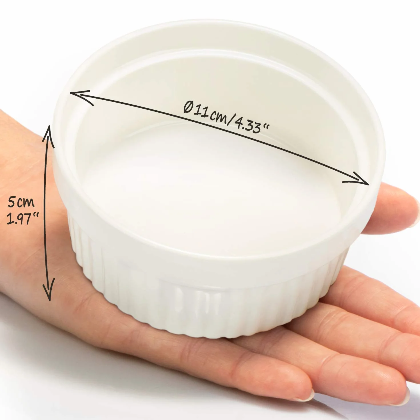 COM-FOUR® 6x Formy do sufletów - ceramiczne, zaroodporne naczynia do creme brulee - naczynie deserowe np. do Ragout Fin - po 270 ml - w kolorze bialym