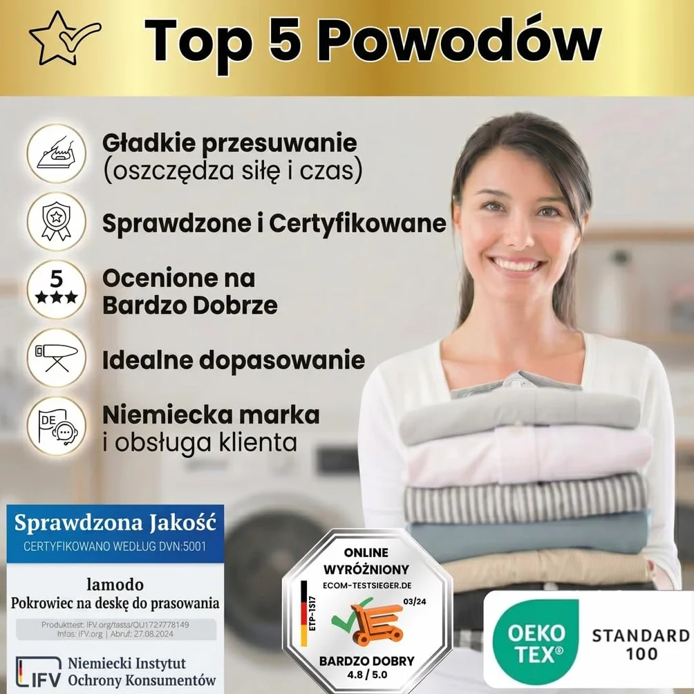 Pokrowiec na deskę do prasowania 120x40 cm bawełna do żelazka parowego jasnoszary