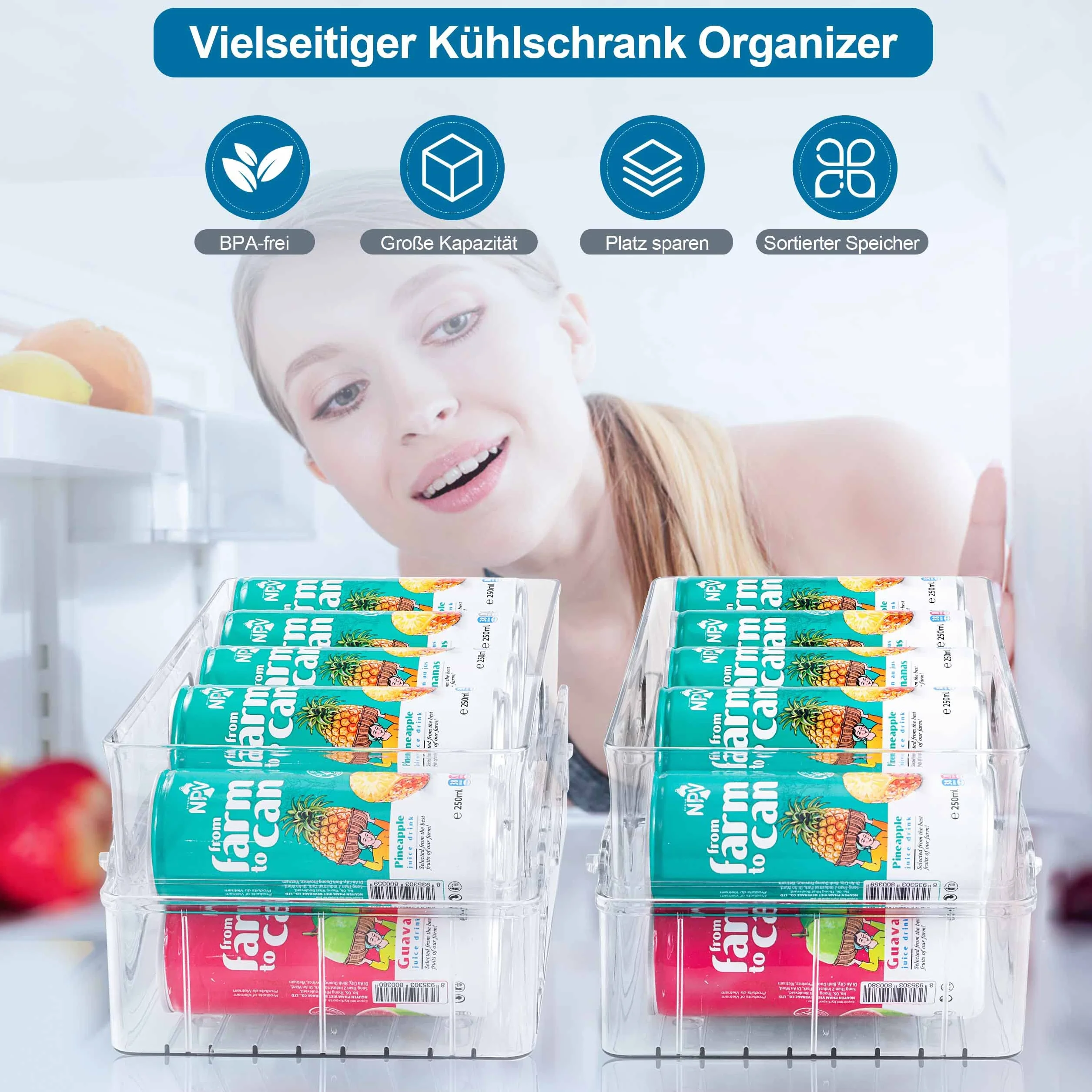 Organizer na puszki do lodówki składany przezroczysty 250 ml 330 ml