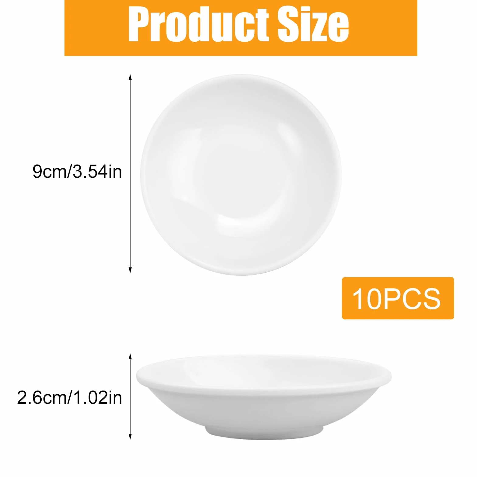 10 szt. mini okrągłych misek 9 x 2,6 cm, miski na tapas i sosy, sos Dish Tray, kubki na desery, miski do zanurzania, małe miski na sos, miska z dipem, przekąski, sos sojowy, ketchup
