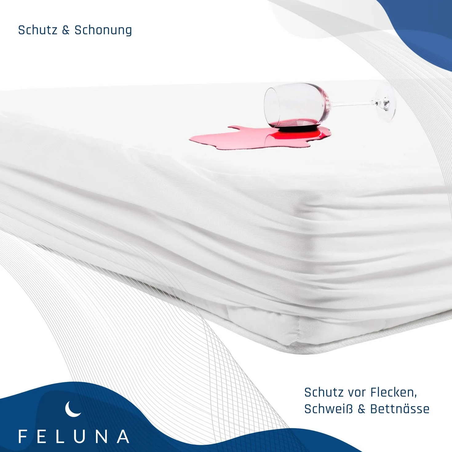 Feluna® wodoodporny ochraniacz na materac Premium podkładka pod łóżko Molton; Wkład do łóżka Four Seasons wykonany z flanelowych ochraniaczy na materac (90x190cm)