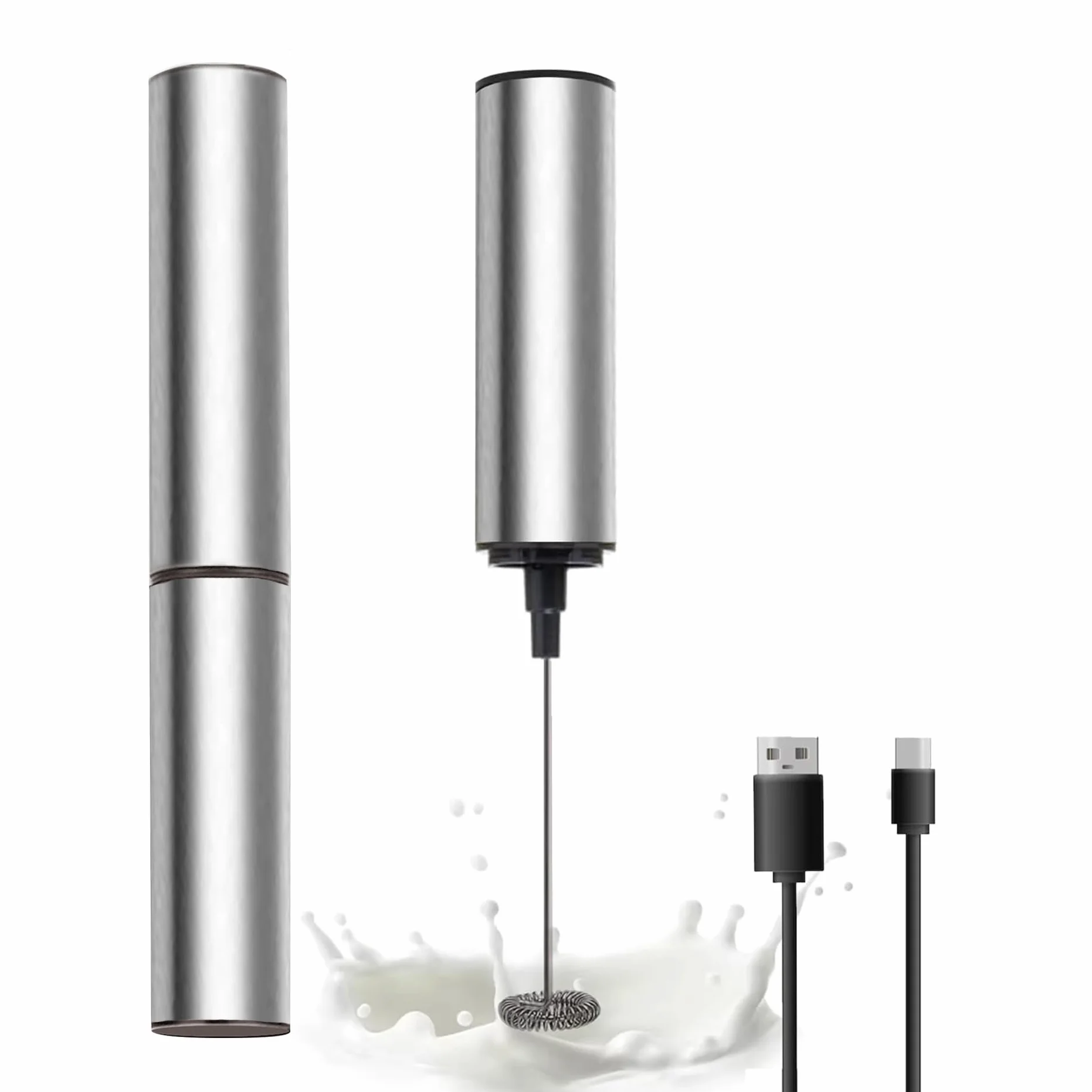 Ręczny spieniacz do mleka z akumulatorem, ręczny spieniacz do kawy o dużej mocy z urządzeniem do spieniania mleka przez USB do kawy latte, cappuccino, mokka, macchiato, frappe