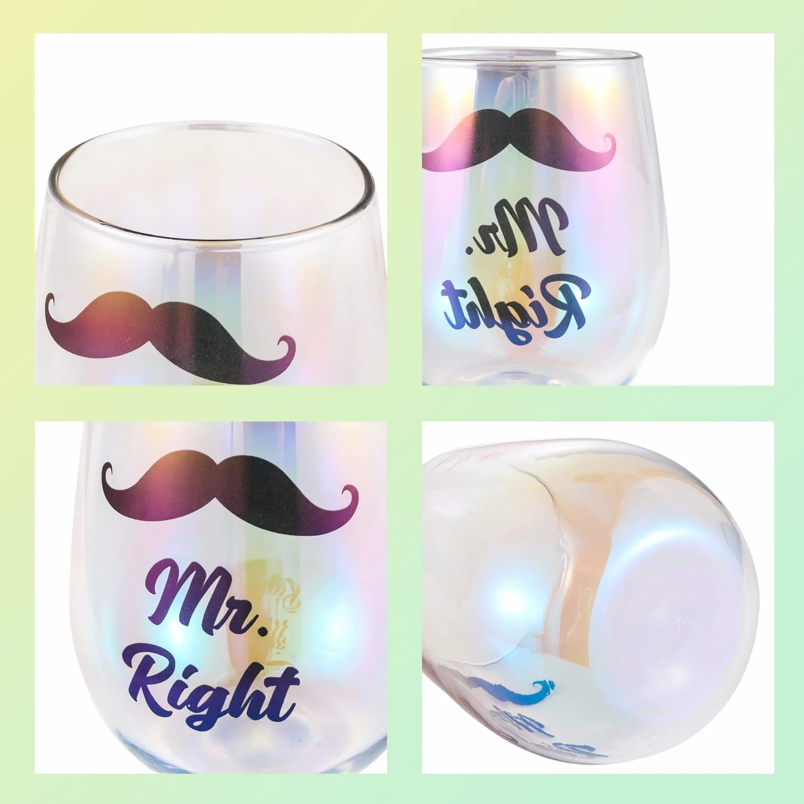 SHENDONG Mr Right Mrs Always Right Kieliszki do Wina - Para Kieliszków na Zaręczyny, Ślub, Wieczór Panieński - Prezenty Świąteczne dla Panny Młodej i Pana Młodego