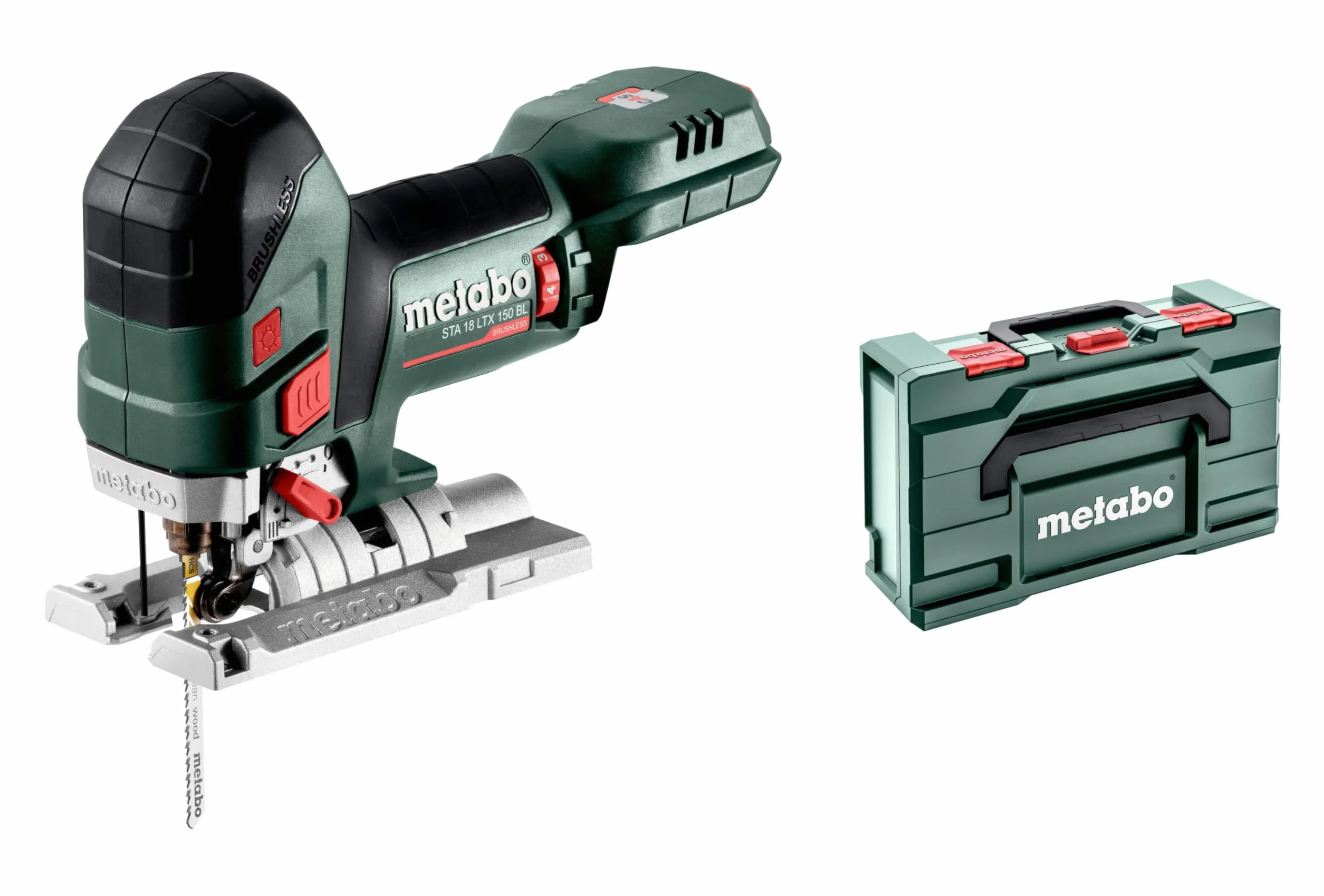 Metabo Wyrzynarka akumulatorowa STA 18 LTX 150 BL, 18 V, w metabox, bez akumulatora, z silnikiem bezszczotkowym, z uchwytem Softgrip, piła 601502840