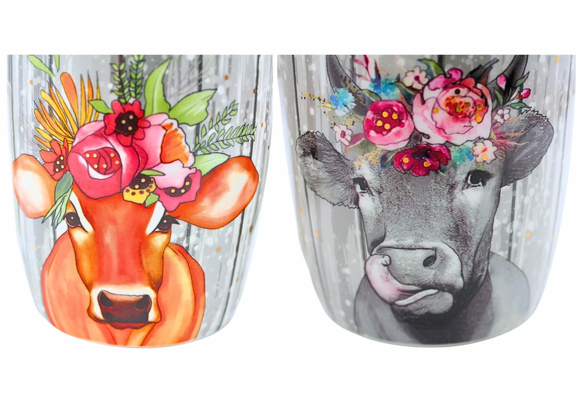 Dekohelden24 Zestaw 2 kubków do kawy filiżanka do kawy z porcelany - motyw: krowa z nakryciem głowy - wymiary wys./Ø: 12 x 9 cm, pojemność 300 ml,