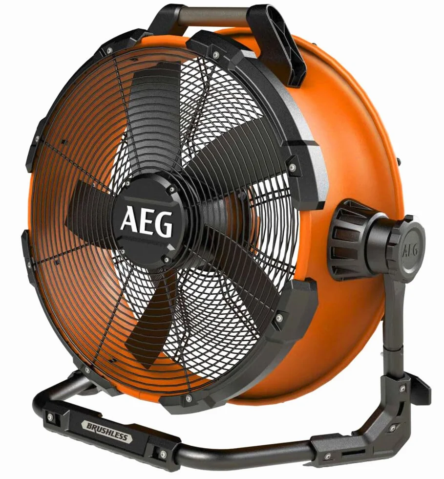 AEG - bezszczotkowy hybrydowy wentylator budowlany 18 V, średnica 57,5 cm, 6 prędkości, specjalny duży obszar (bez baterii) - BDF18-0, pomarańczowy