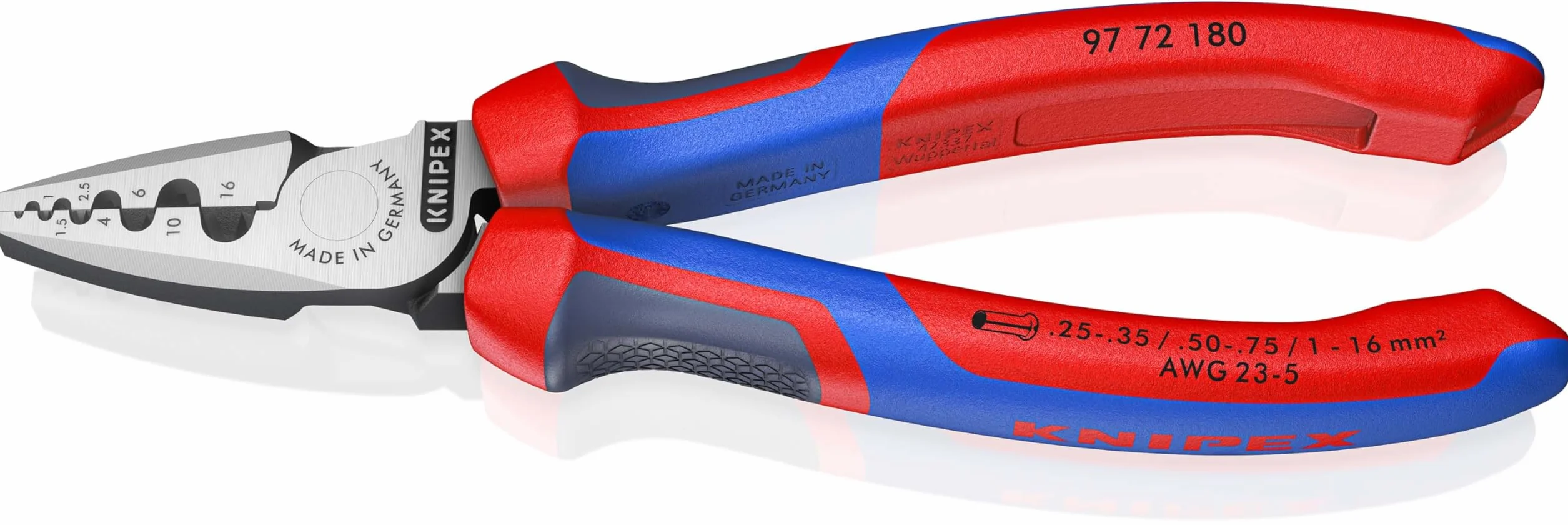 KNIPEX Szczypce do zagniatania tulejek kablowych z rękojeściami Comfort 180 mm, 97 72 180
