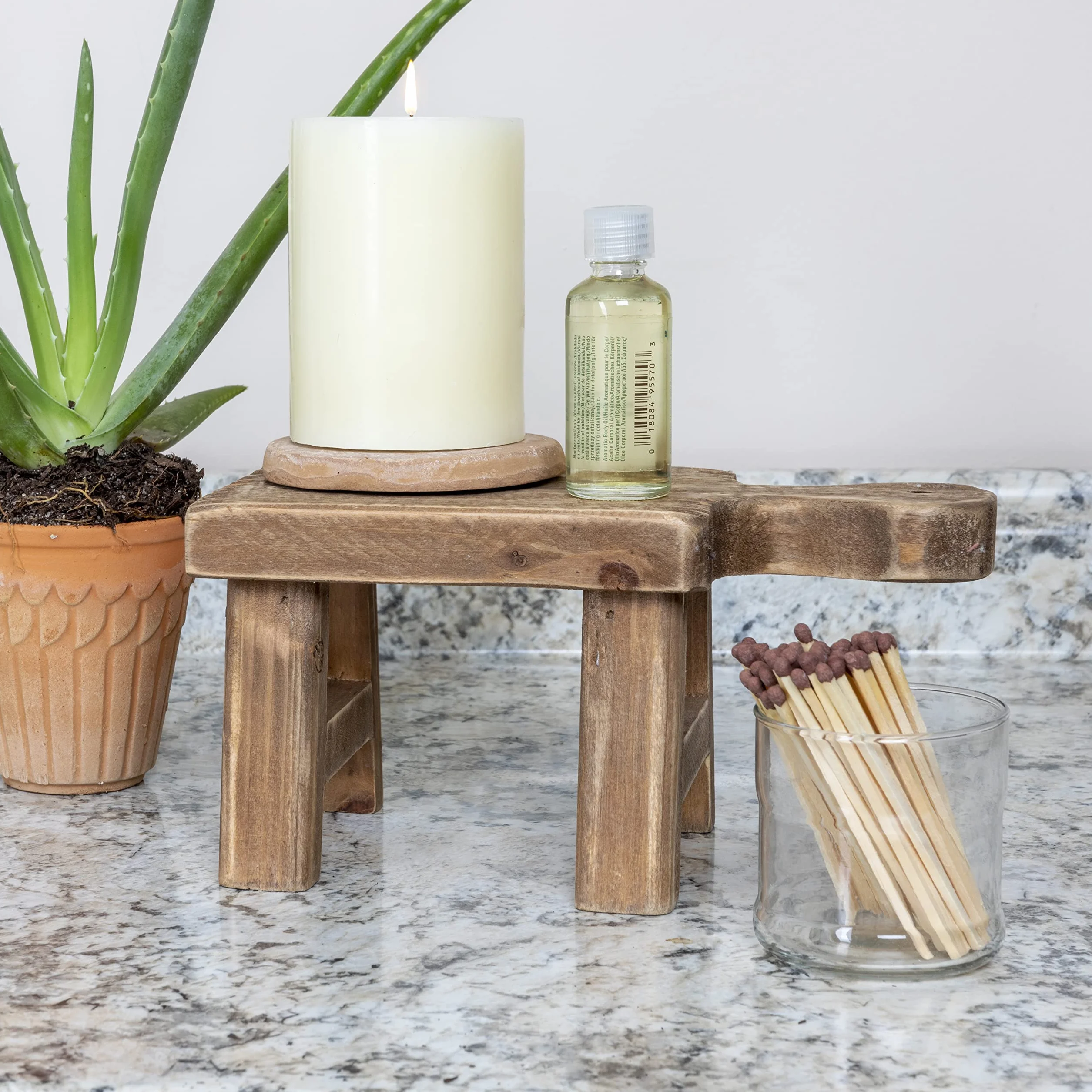 Creative Co-op Drewniany cokół z uchwytem naturalny kwadratowy