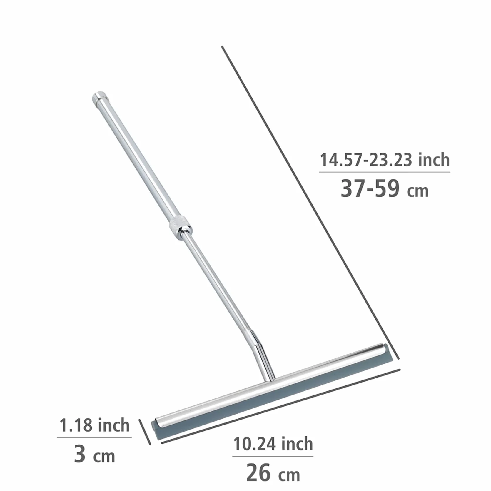 WENKO Teleskopowa rakla łazienkowa stal nierdzewna 26 x 37-59 x 3 cm błyszcząca