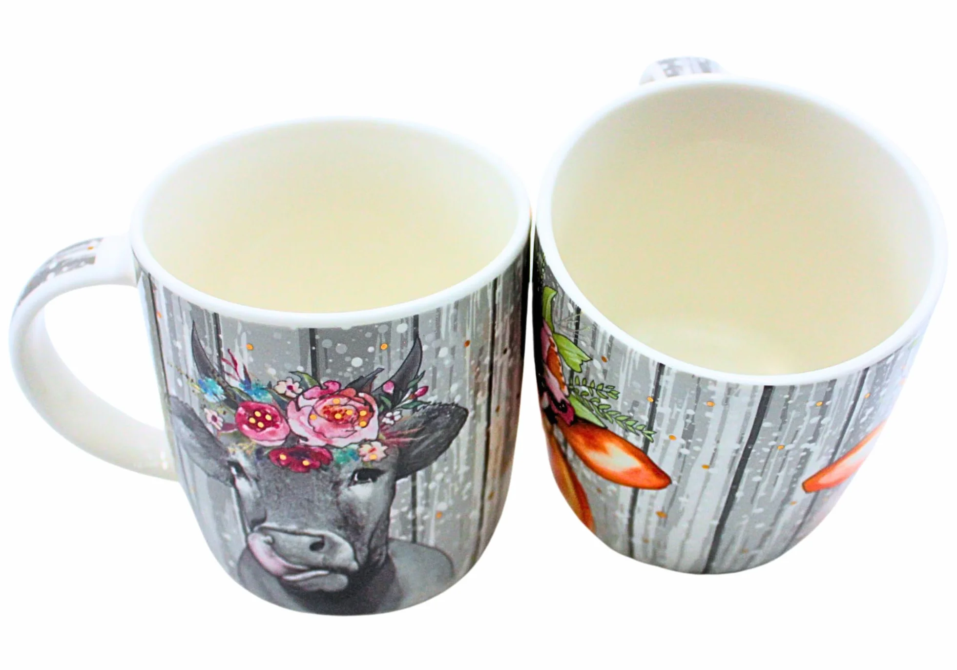 Dekohelden24 Zestaw 2 kubków do kawy filiżanka do kawy z porcelany - motyw: krowa z nakryciem głowy - wymiary wys./Ø: 12 x 9 cm, pojemność 300 ml,