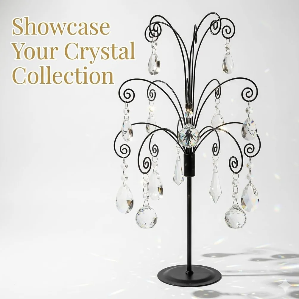 HOHIYA Ozdoba drzewo stojak stojak wieszak 50 cm hak druciany wiszący metal na Boże Narodzenie Swarovski kryształowe szkło dekoracje prezent Tajwan wykonany czarny