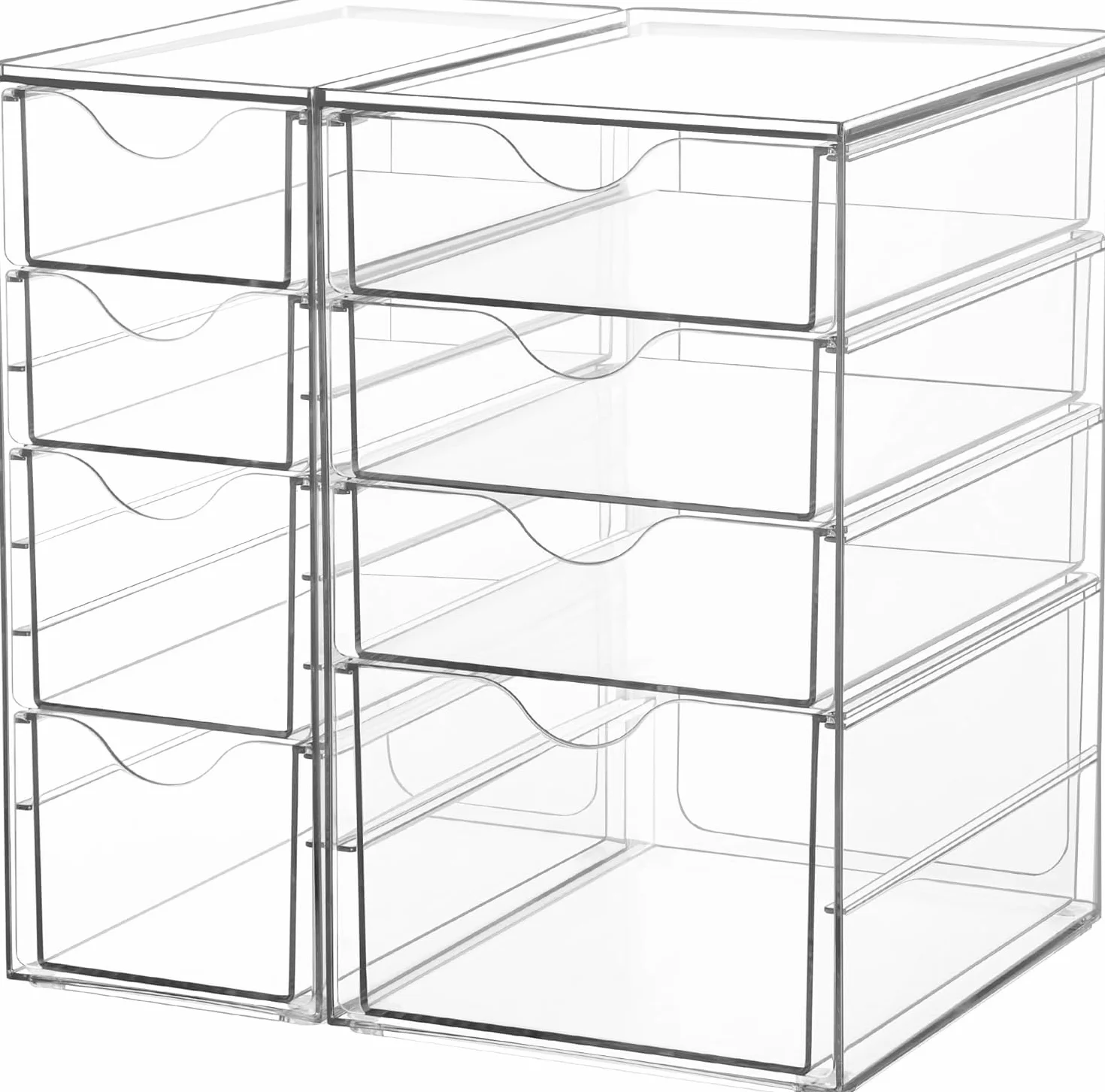 Vtopmart Organizer na biurko z 8 szufladami, przezroczysty organizer na biurko do biura, rzemiosła artystycznego, makijażu, długopisów