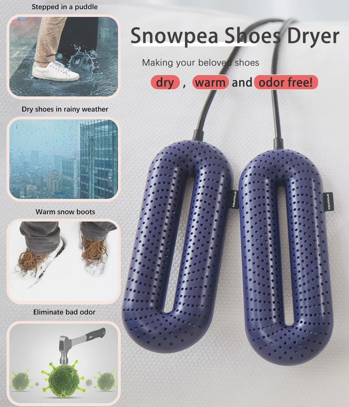 Elektryczna suszarka do butów Snowpea z timerem automatycznego wyłączania 3/6/9 h