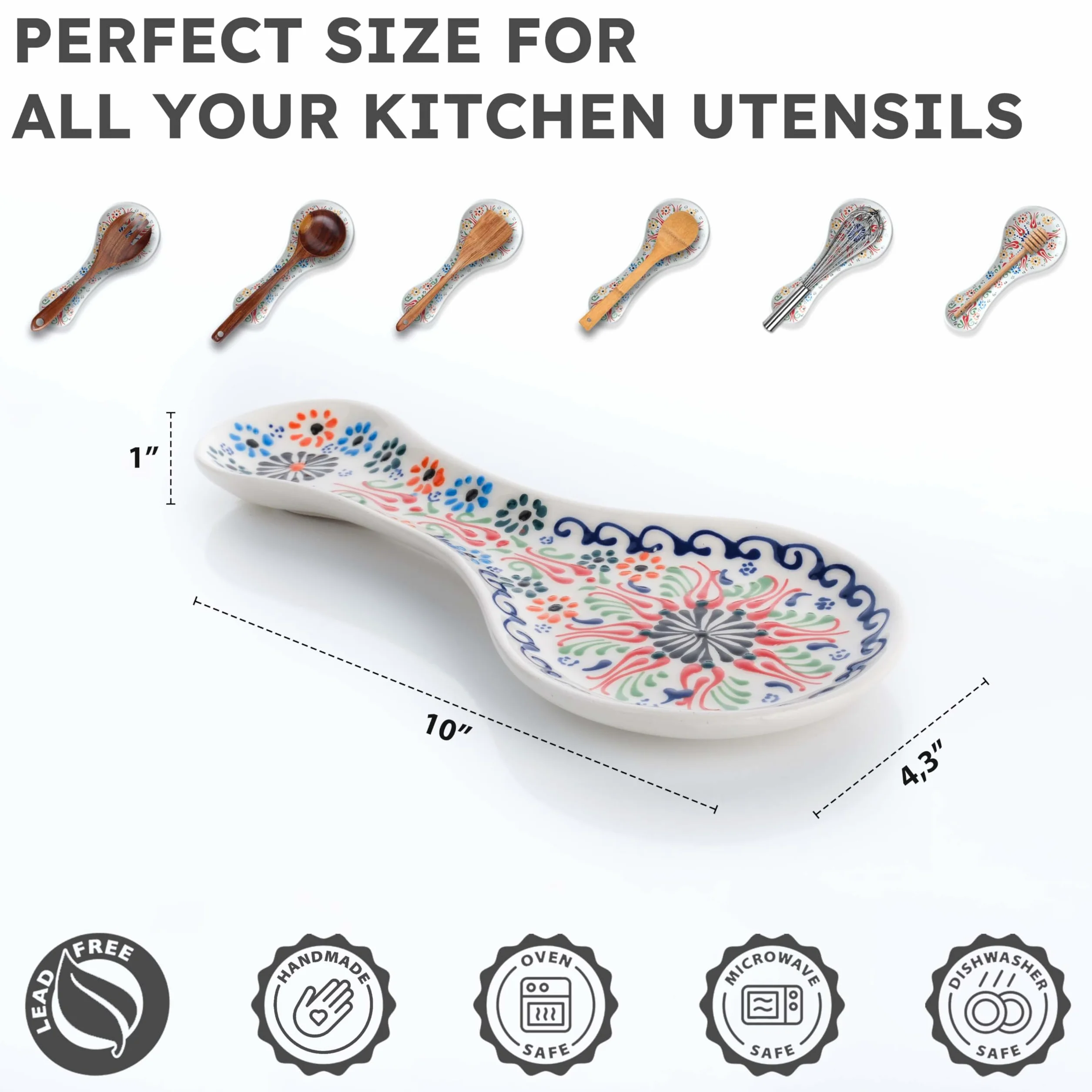 Ręcznie wykonana podstawka na łyżkę, ceramiczna podstawka na łyżkę do kuchenki, 25 cm, podstawka na łyżkę do blatu kuchennego, nadaje się do mycia w zmywarce, uchwyt na łyżkę do kuchenki, prezent na