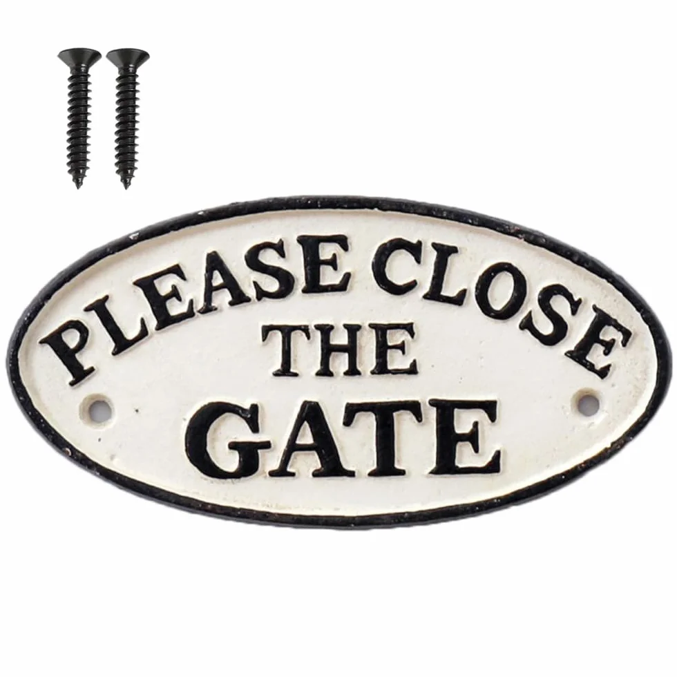 Tabliczka na bram? ?elazna "Please Close The Gate" tabliczka informacyjna drzwi styl antyczny dom ogr�d