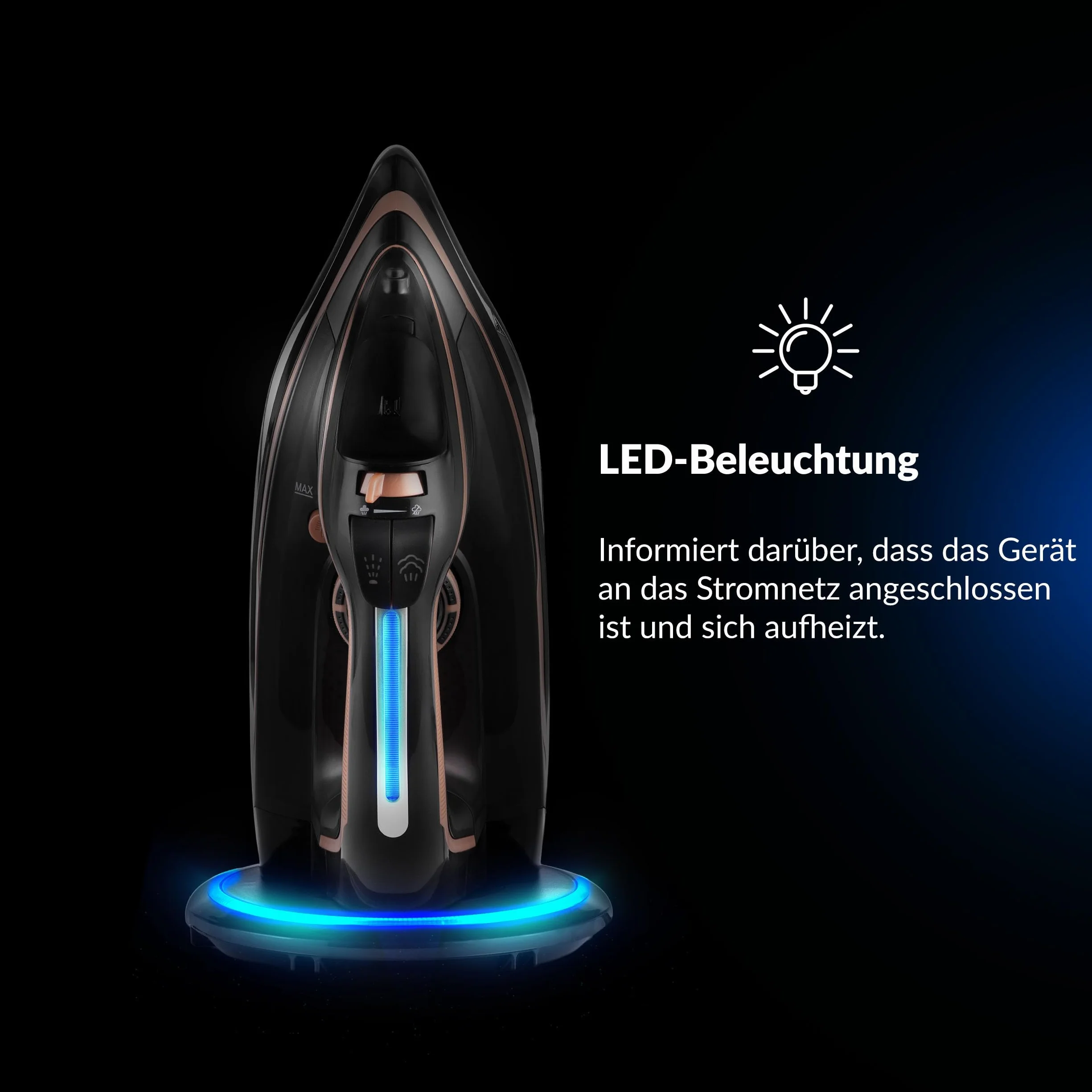LEHMANN Bezprzewodowe żelazko parowe ze stacją ładującą, 3000 W, bezprzewodowe żelazko parowe z regulacją temperatury i 5 programami prasowania, podeszwa ceramiczna, pionowa para, automatyczne